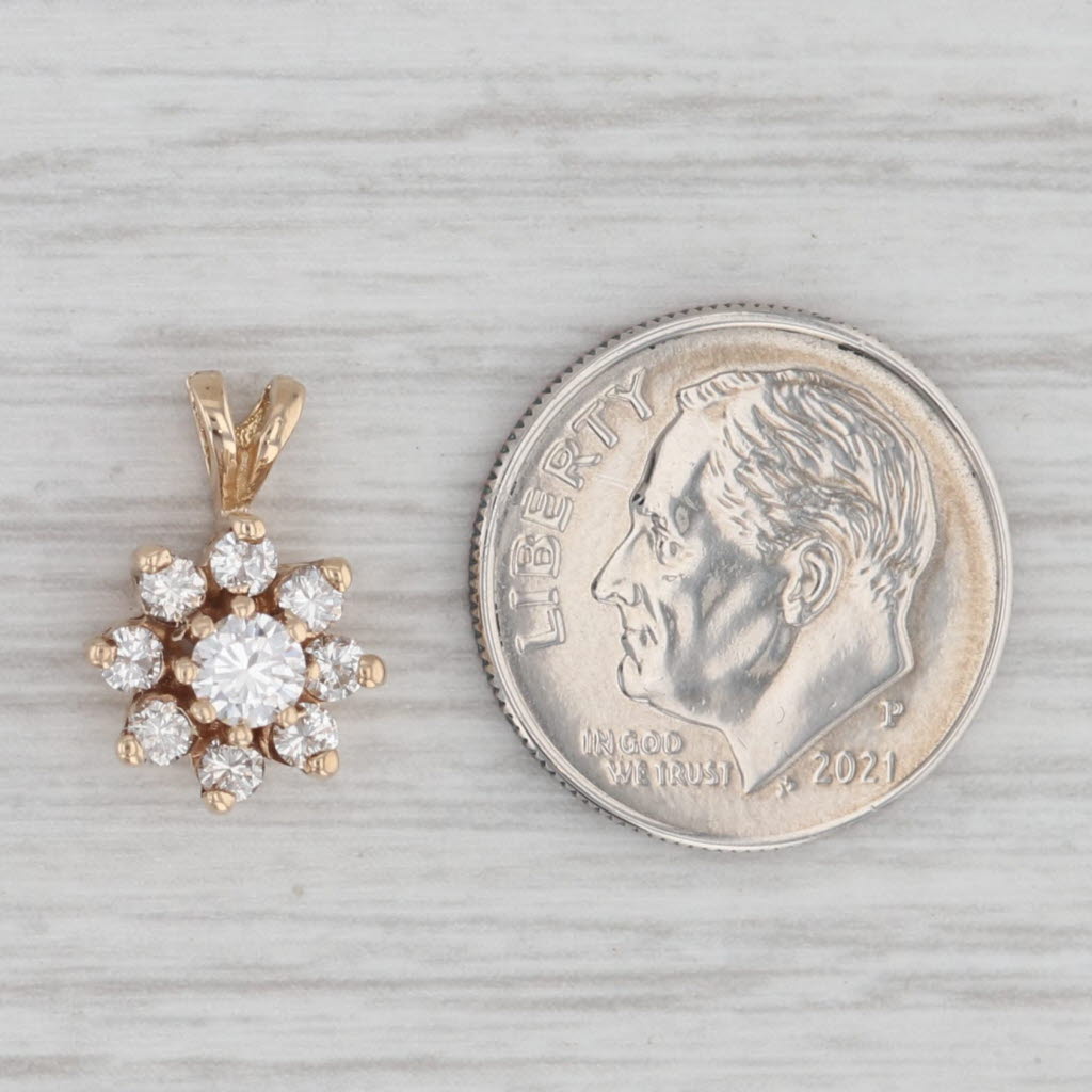 0.41ctw Diamond Flower Pendant Necklace in 14K Yellow Gold - Dainty Floral Drop Jewelry for Women, Perfect for Valentine's Day Gifts & Anniversary Presents