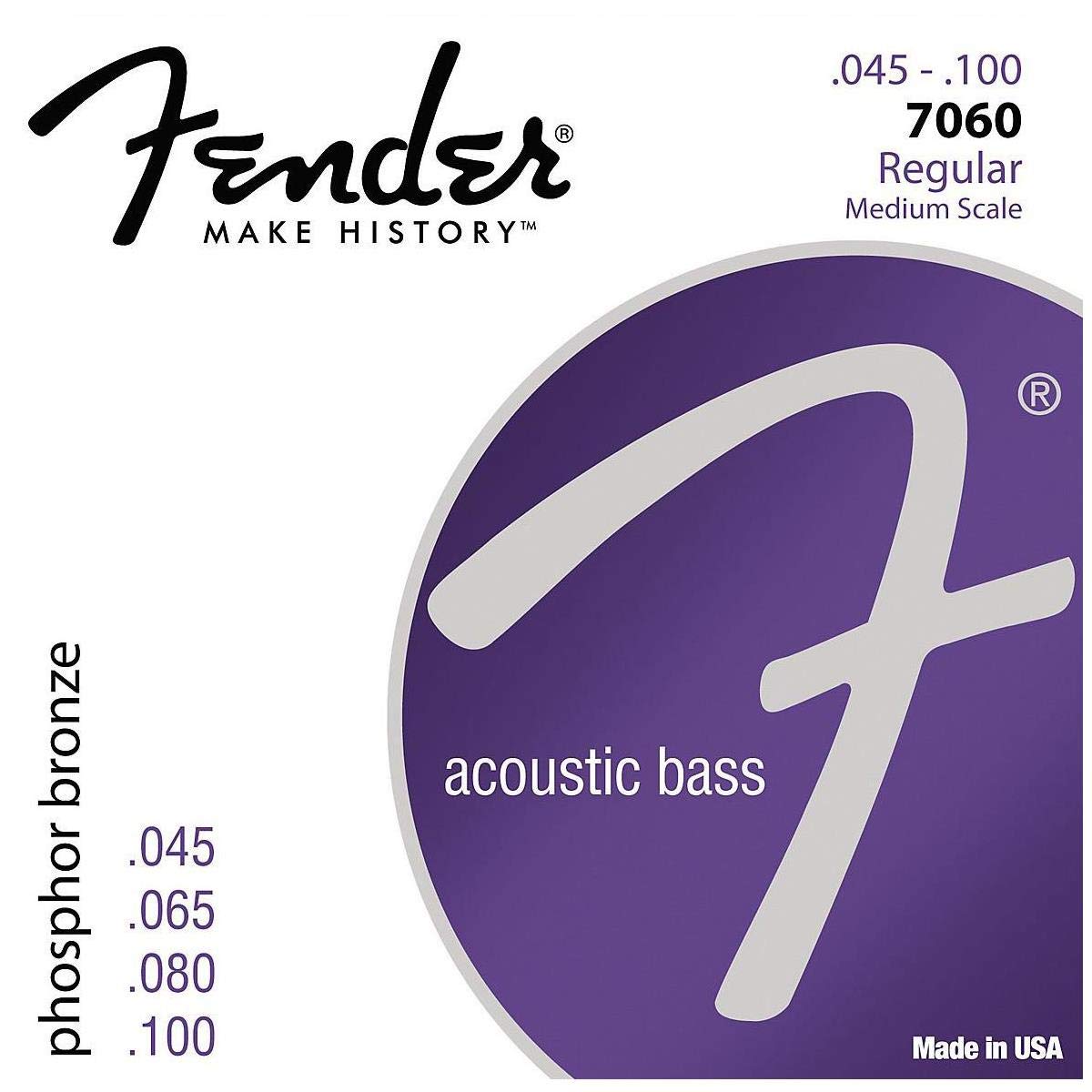 Fender 7060 Phosphor Bronze Acoustic Bass Guitar Strings .045-.100 Gauge – Perfect for Studio Recording & Live Performances