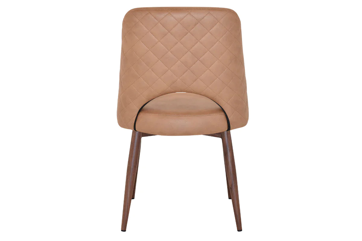 EZ Hospitality Cairo Indoor Armless Chair with Metal Base - Light Walnut Finish, 4-Leg Design for Dining Room, Office, or Waiting Area