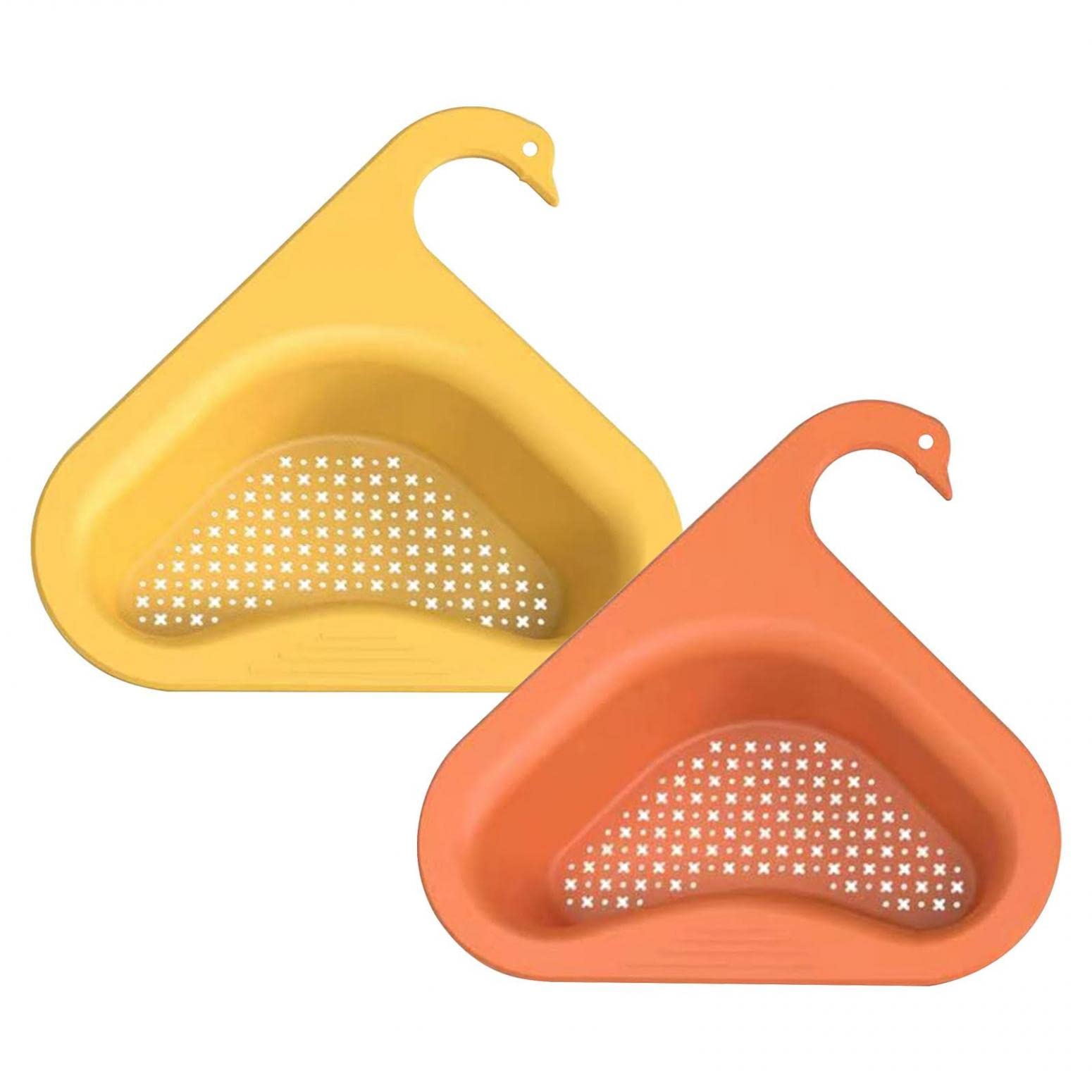 Lorytime 2-Pack Swan Shape Sink Basket - Stainless Steel Corner Kitchen Sink Strainer, Multifunctional Triangle Sink Filter for Home Kitchen - Perfect for Draining Pasta, Washing Veggies & Preventing Clogs