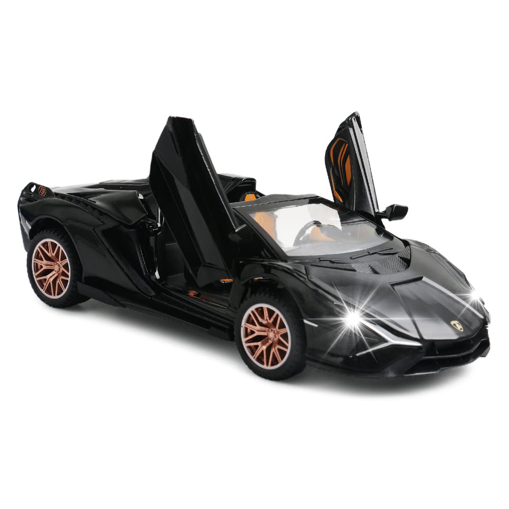 1:32 Scale Lamborghini Sian FKP37 Diecast Metal Pull Back Toy Car with Lights & Sounds - Opening Doors, Collectible Model Vehicle for Kids & Adults - Perfect for Birthday Gifts, Display & Racing Play Scenes