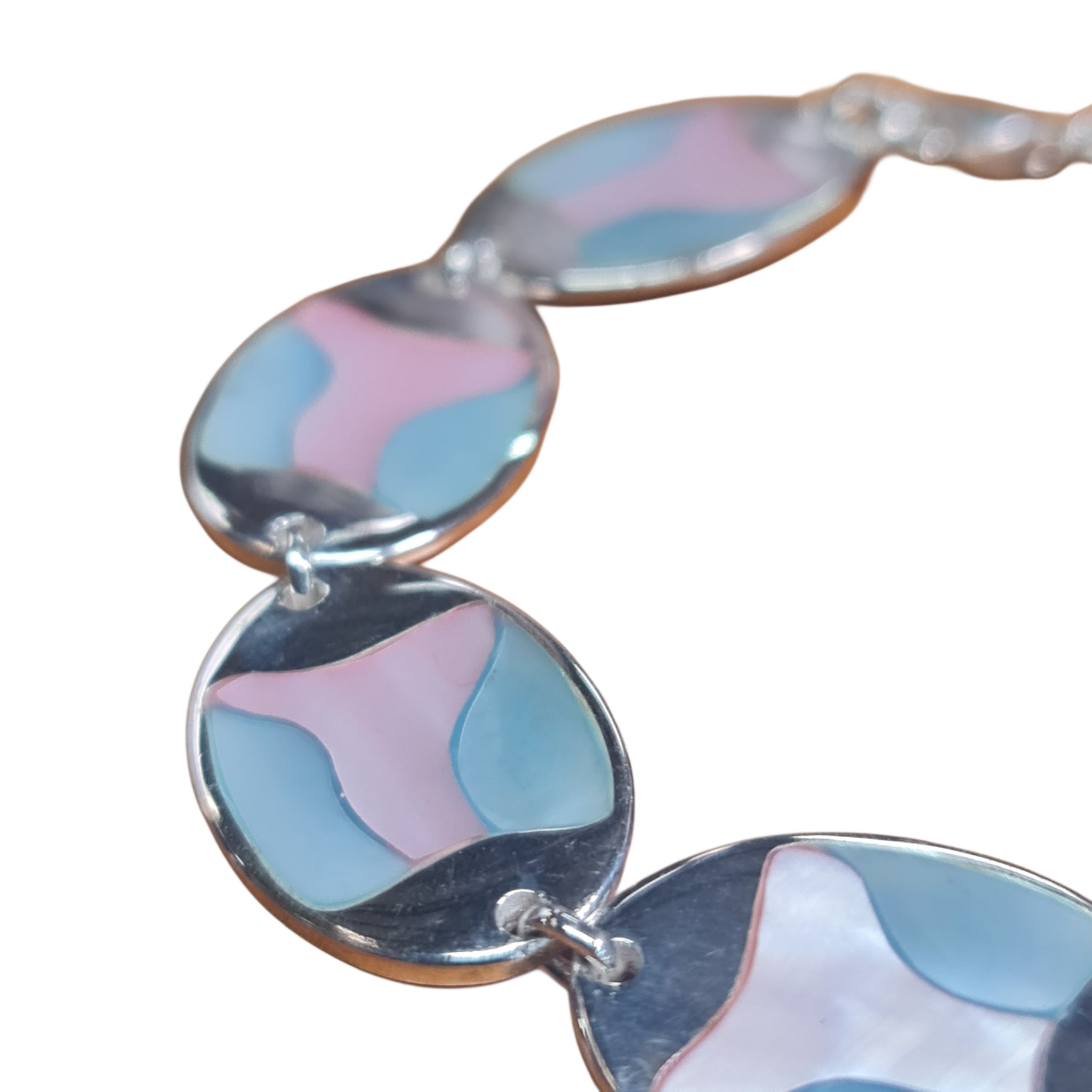 Elegant Mother of Pearl Bracelet in Pink & Blue - 925 Sterling Silver Jewelry for Women - Perfect for Weddings, Parties & Everyday Wear