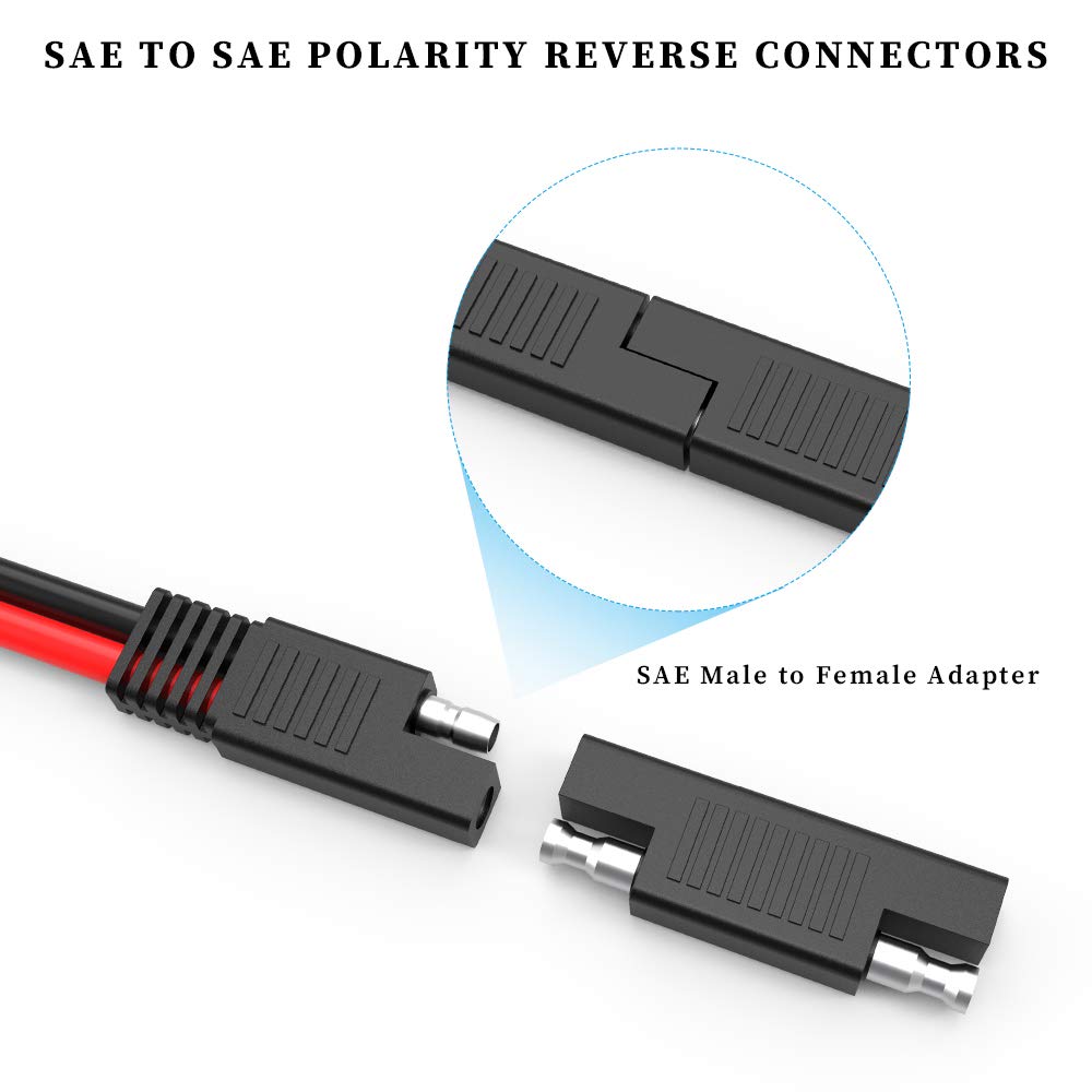 EXTRACTME 10AWG 2 Pin Power Industrial Circular Connector to SAE Adapter Cable - Furion Solar Plug to SAE Connector - Compatible with Furrion, Solar Panel Suitcase, Forrest River RV Ports - Perfect for RV Solar Power Systems, Off-Grid Energy Solutions & Mobile Power Connections