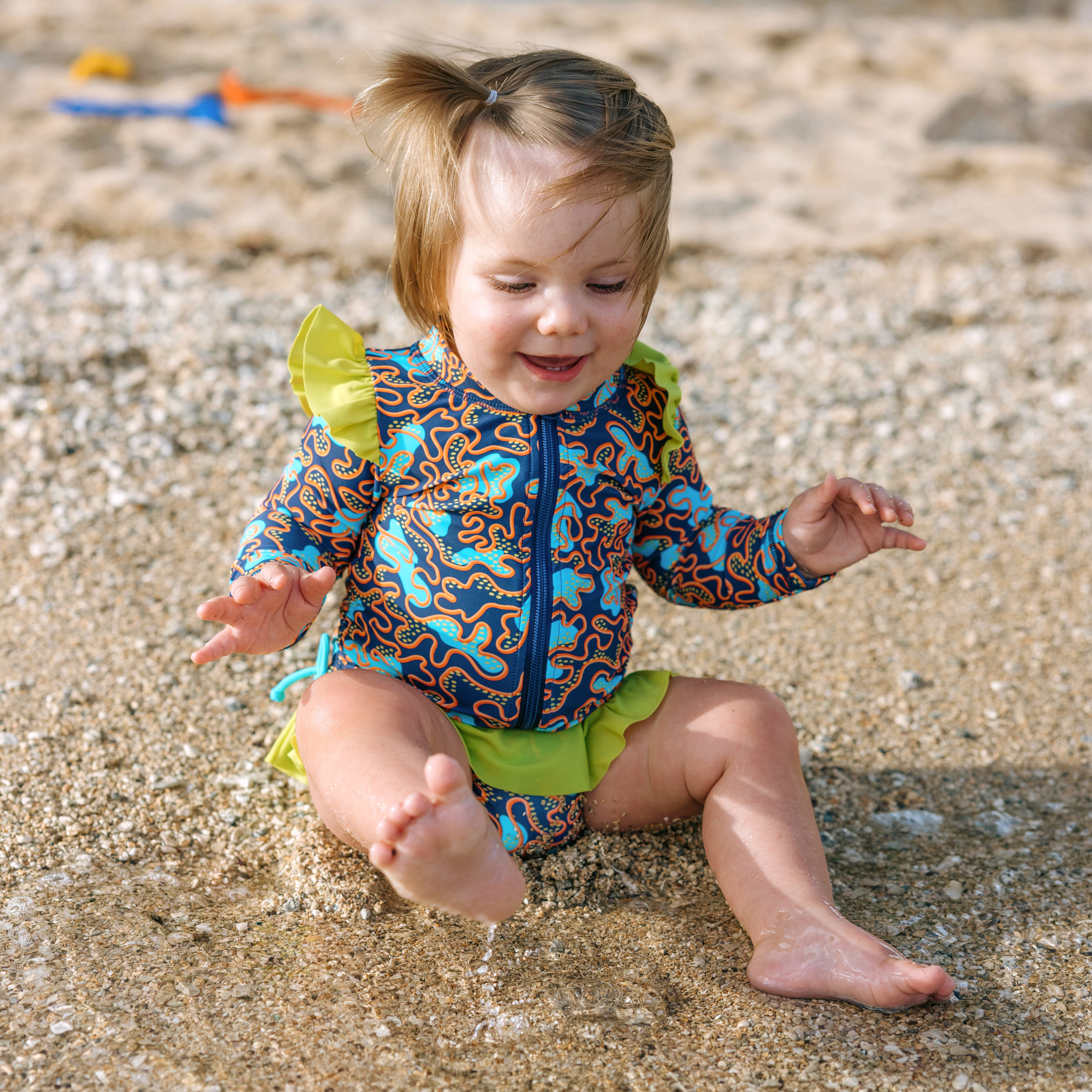 Girls Long Sleeve Rash Guard with Ruffle Bottom Swimsuit Set - 2 Piece UV Protection Swimwear for Toddler & Kids | Beach, Pool & Water Park Activities