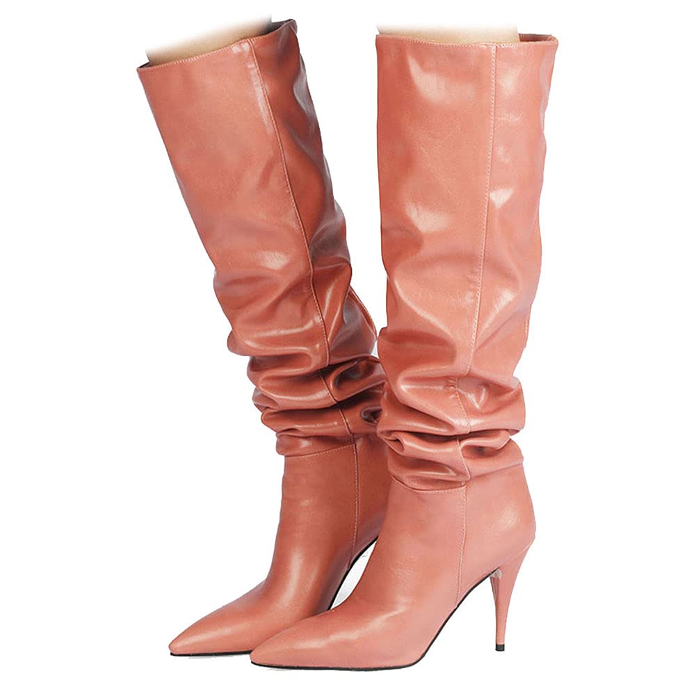 Elegant Women's Slouch Boots - Knee High Stiletto Heels for Party, Night Out & Fashion Events