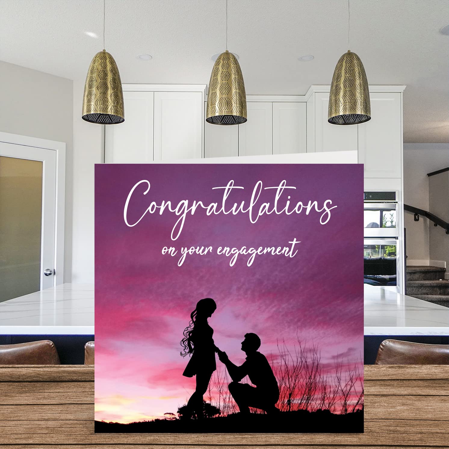 Romantic Engagement Cards for Couples - Elegant Silhouette Design - Congratulations & Wedding Greeting Cards (145mm) - Perfect for Fiancé/Fiancée, Anniversaries & Special Occasions