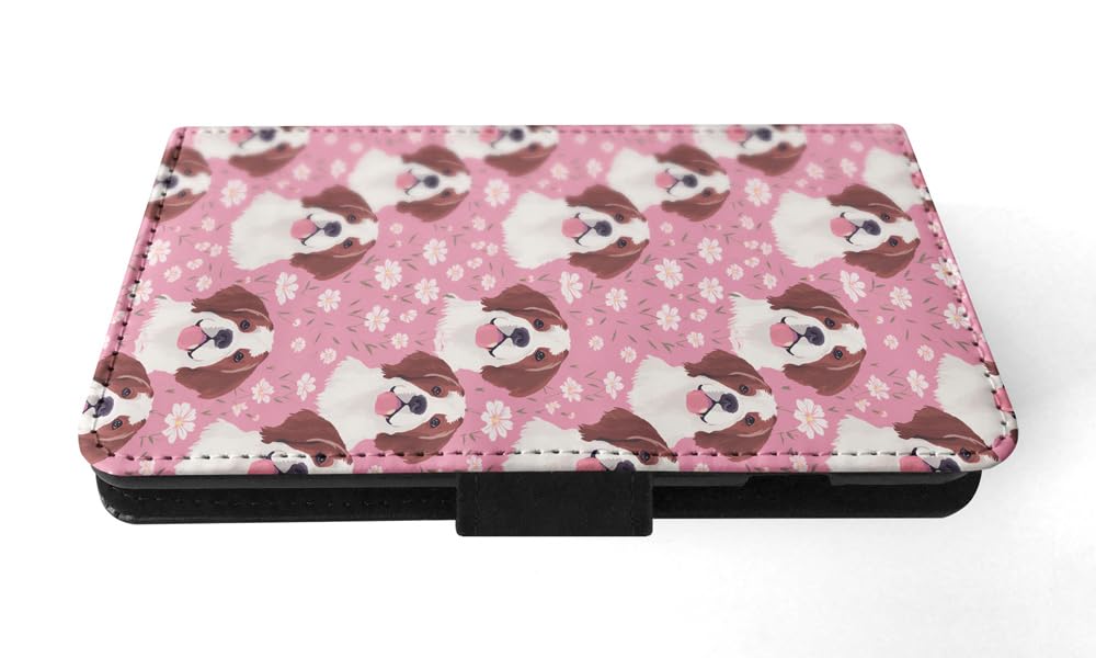 Stylish Saint Bernard Puppy Dog Faux Leather Flip Wallet Phone Case for Apple iPhone 12 Mini - Perfect for Pet Lovers & Everyday Use