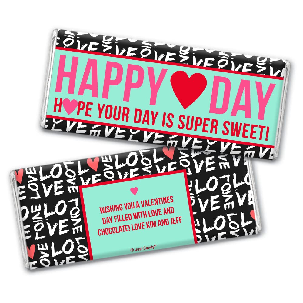 36-Pack Personalized Valentine's Day Chocolate Bars - Custom Candy Favors for Parties, Weddings & Classroom Treats - No Assembly Required - Perfect for Heart Day Gifts & Celebrations
