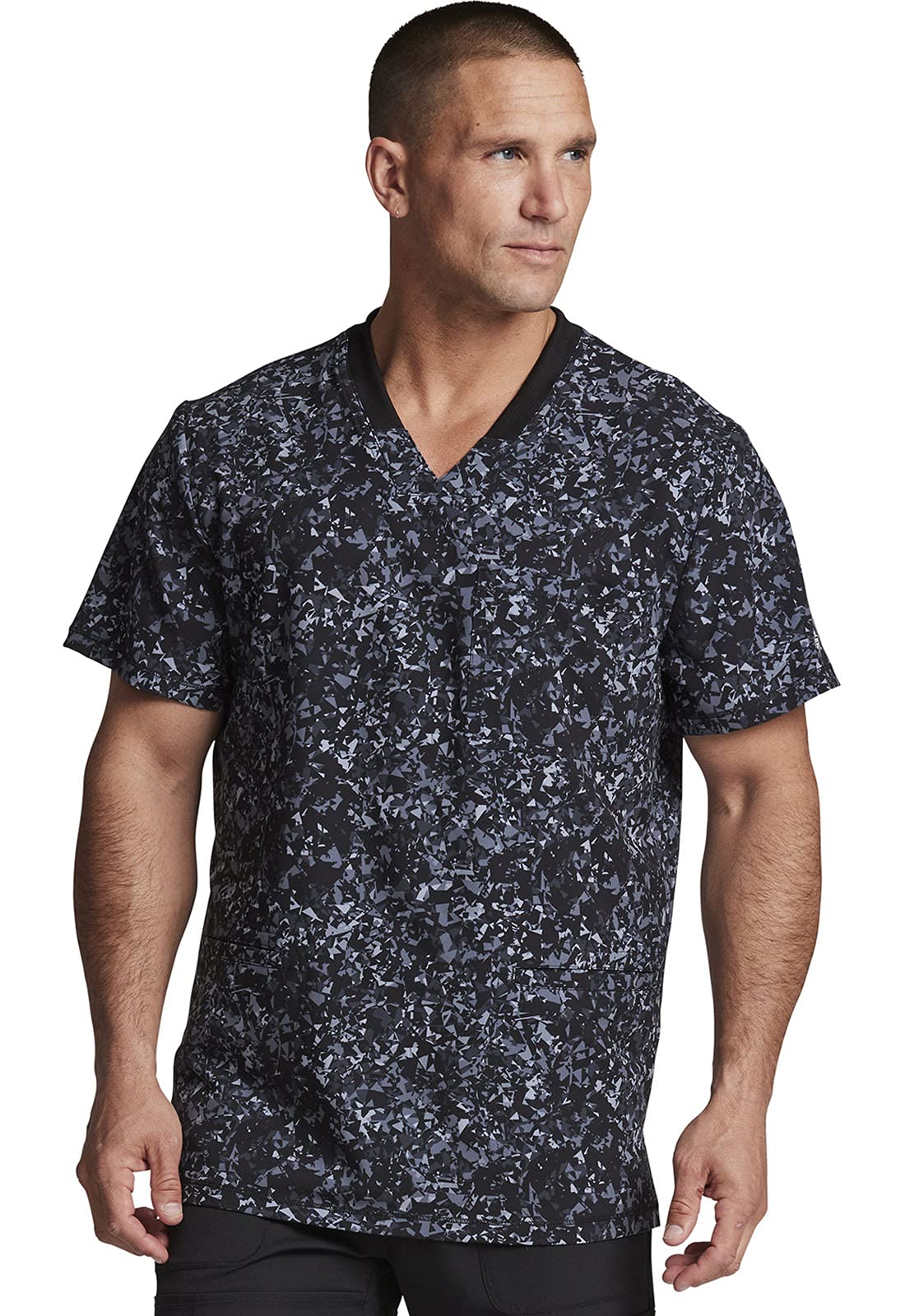 Dickies Dynamix Men's Scrubs Top - Rib Knit V-Neck Work Shirt DK607 | Comfortable Medical Uniform for Doctors & Nurses | Hospital & Clinic Wear