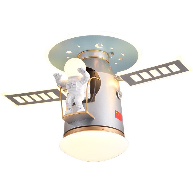 NASA Satellite Earth Space Ship LED Ceiling Lamp - Kids Room Night Light, Solar System Decor for Bedroom, Nursery & Playroom - Perfect for Space-Themed Parties & STEM Learning
