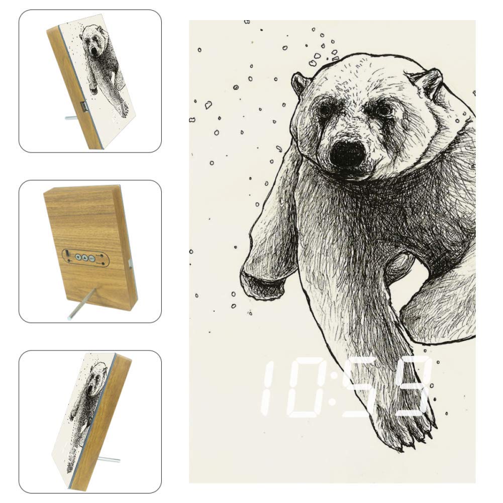 AISSO Digital LED Alarm Clock with Crawling Bear Design - Silent Night Light for Bedroom, Kitchen, Office & Home Decor | Perfect Gift for Kids and Adults