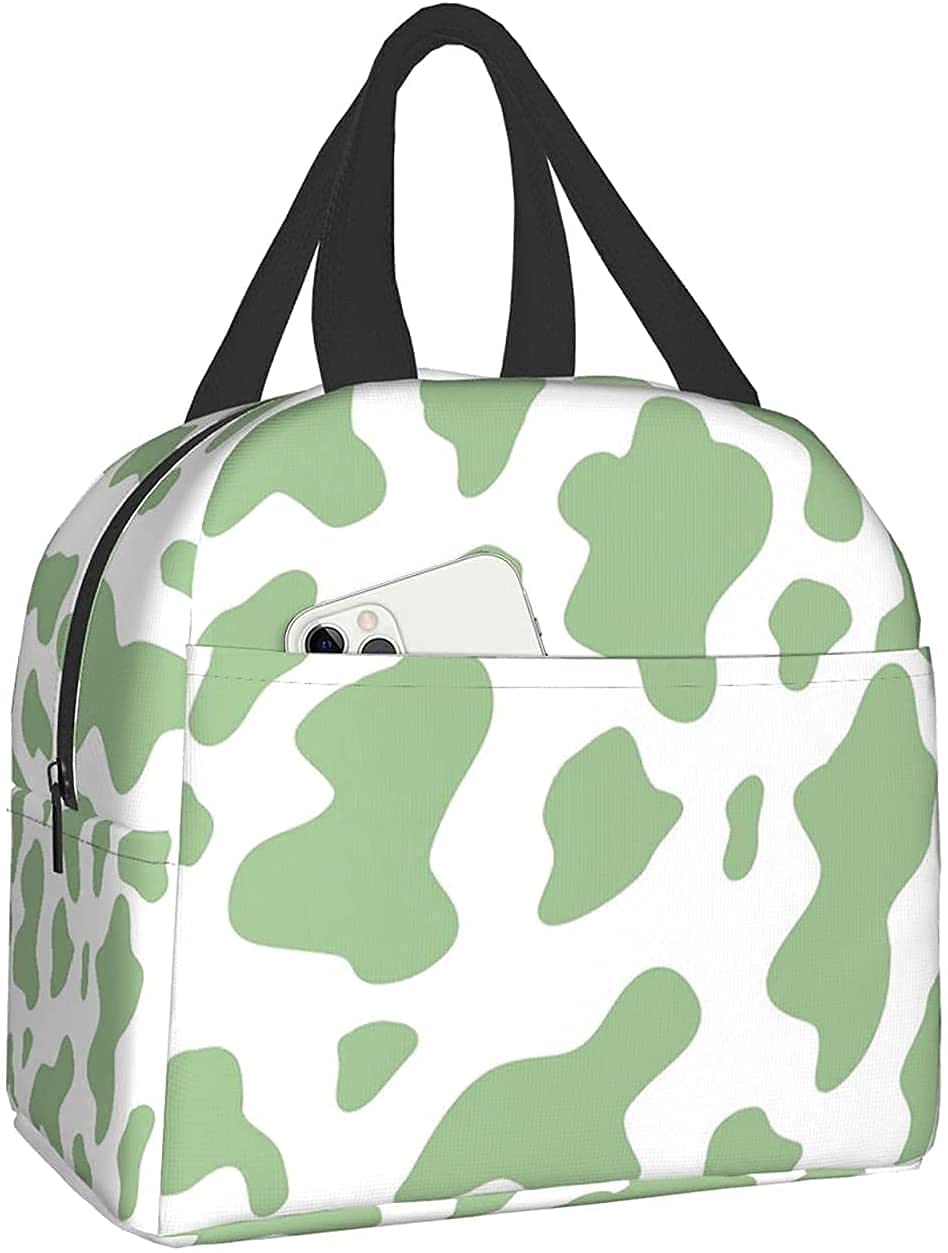 Eco-Friendly Cow Print Insulated Lunch Bag - Reusable Tote for Women & Men | Perfect for Office, School, Work, Picnic & Outdoor Activities