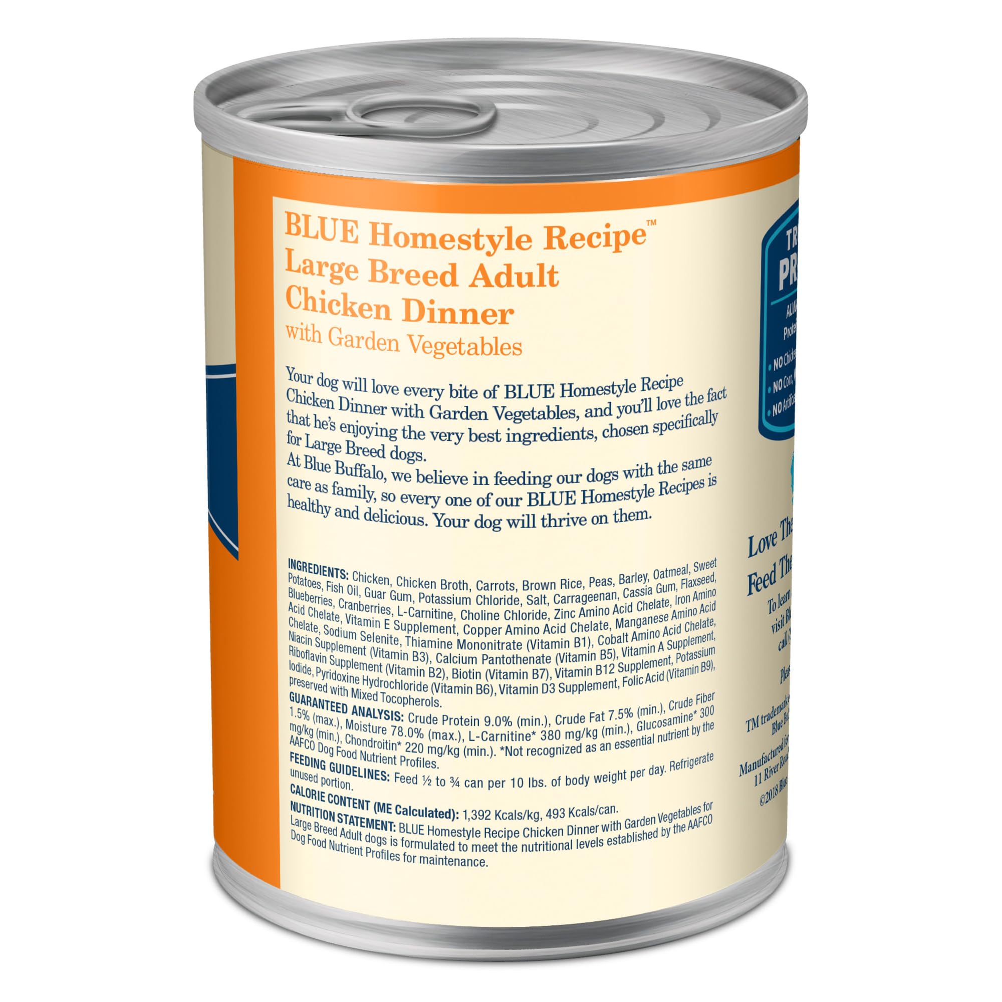 Blue Buffalo Homestyle Recipe Large Breed Adult Wet Dog Food - Natural Chicken & Garden Vegetables - 12.5oz Cans (Pack of 12) | High Protein Meal for Active Dogs, Perfect for Daily Feeding & Training Rewards