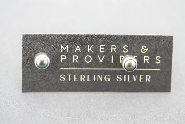 4mm Silver Stud Earrings with Black Pearl - Elegant Jewelry for Women, Perfect for Parties, Weddings & Everyday Wear