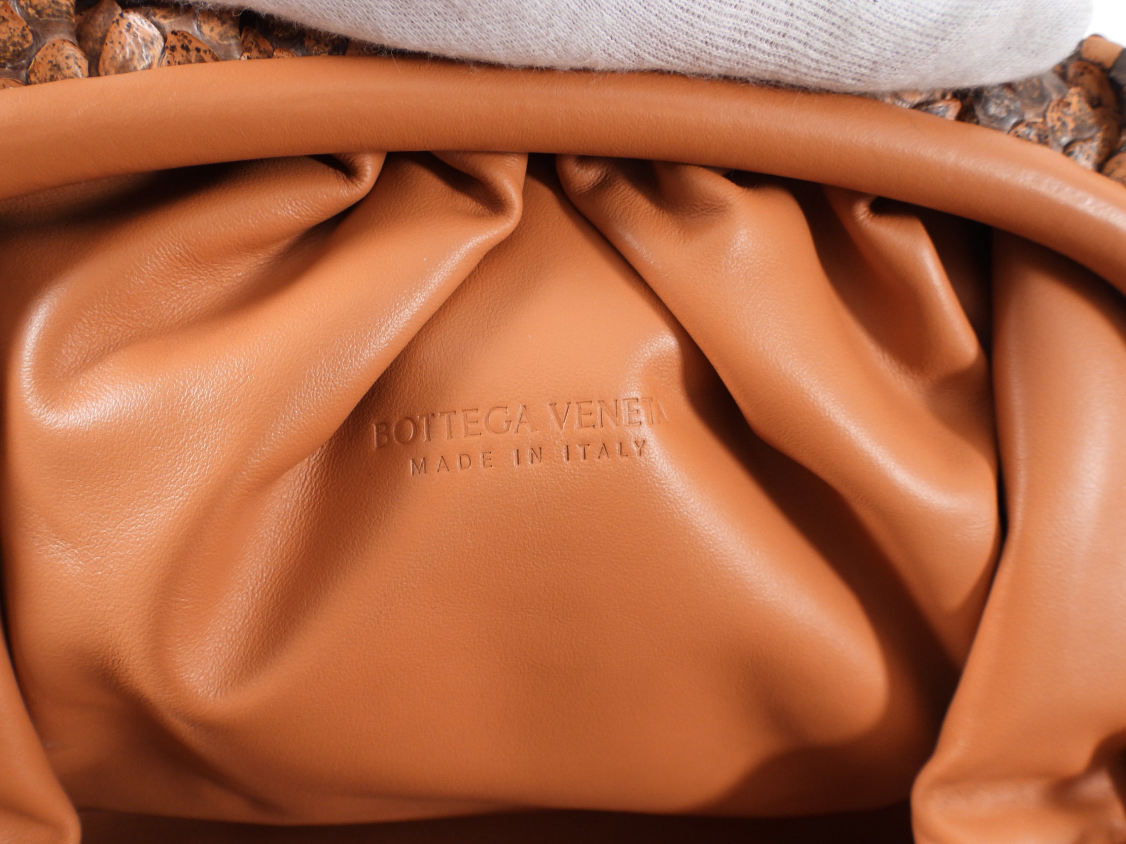 Bottega Veneta Tan Brown Python Large The Pouch Clutch Bag - Luxury Designer Handbag for Women, Evening Parties & Special Occasions
