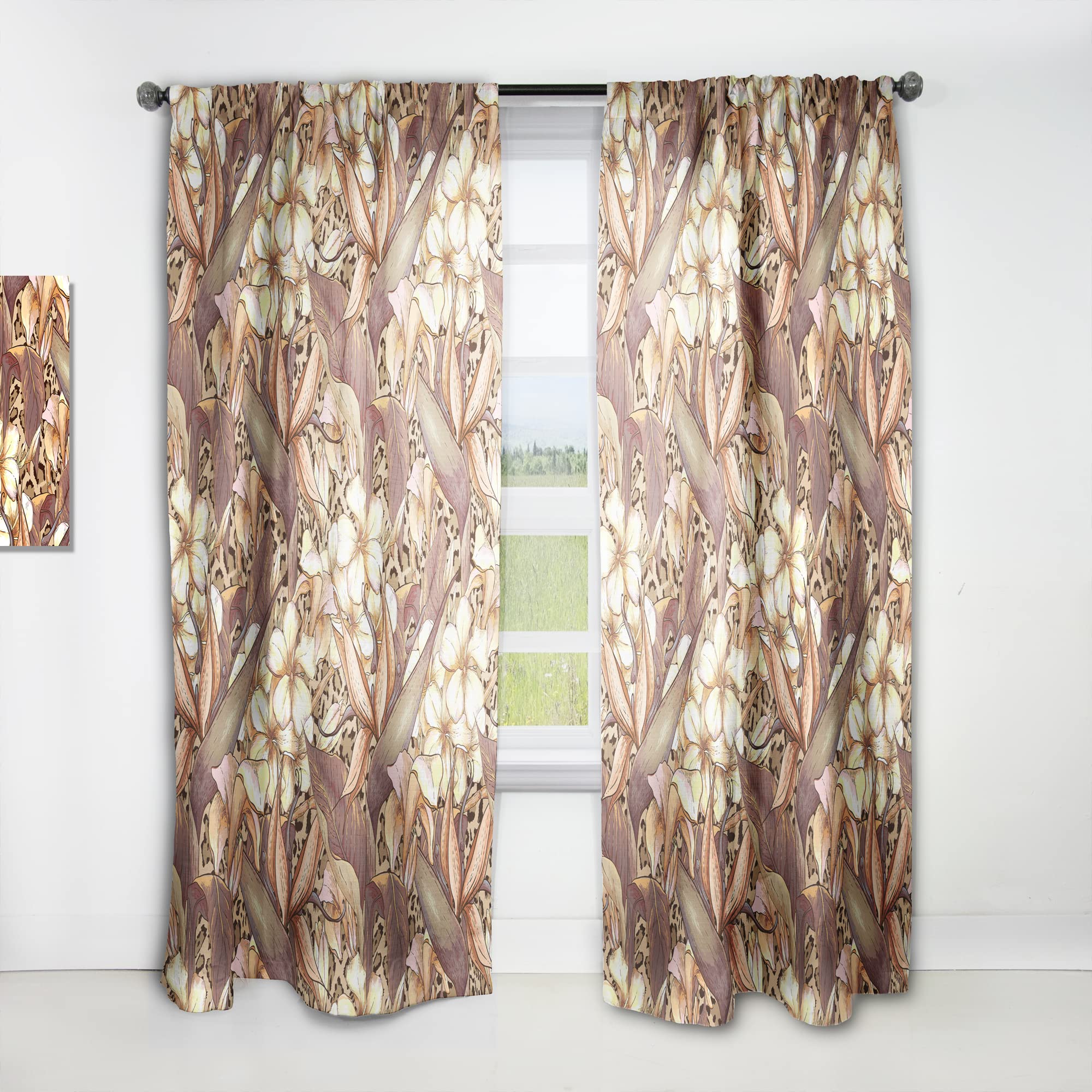 DesignQ Thermal Insulated Curtains - Exotic Floral Pattern Blackout Drapes for Bedroom & Living Room, Single Panel 52x90 Inches - Perfect for Privacy, Light Control & Energy Efficiency
