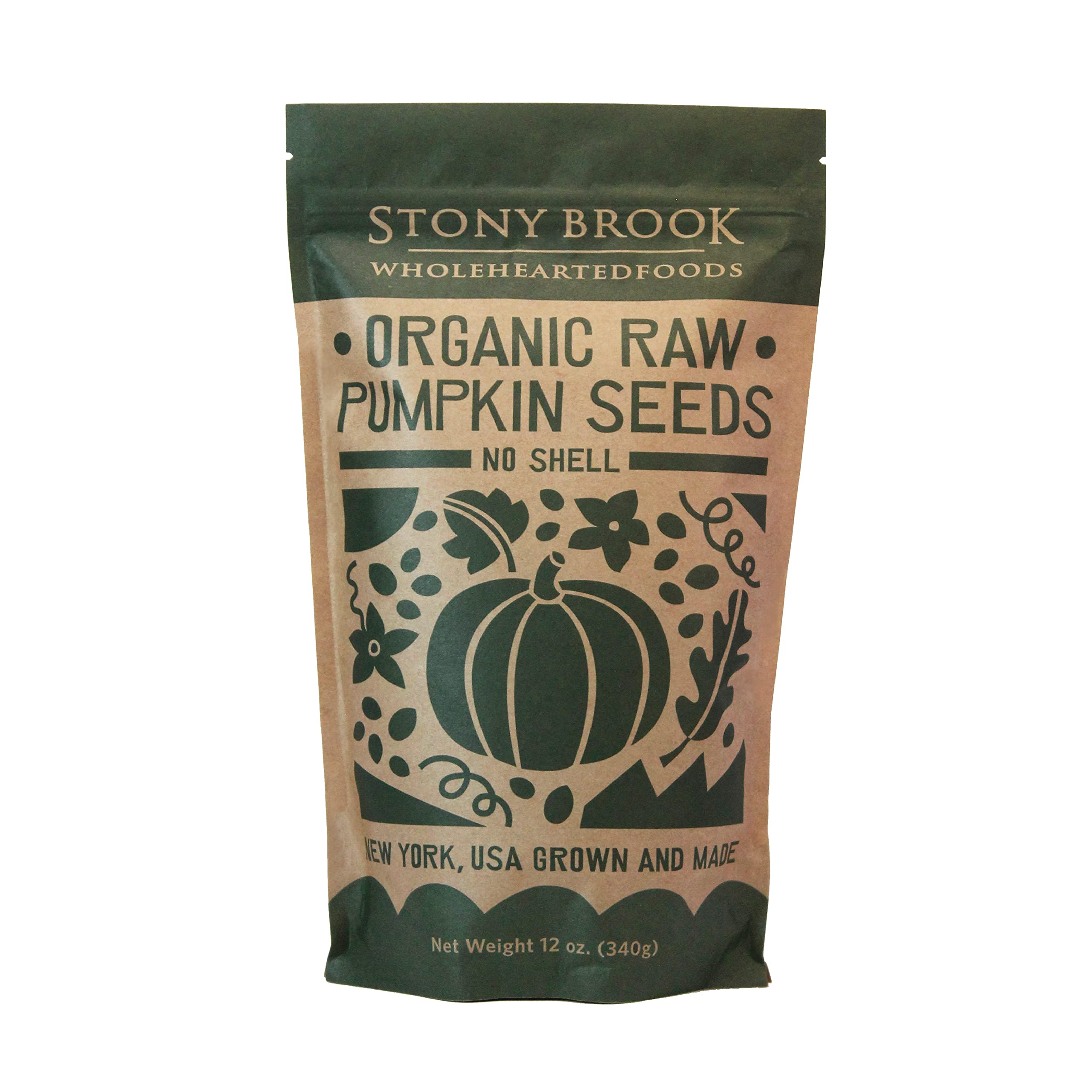 Organic Pumpkin Seeds Raw Unsalted - Stony Brook Heirloom US Grown, 12 oz (6-Pack) | Healthy Snack for Salads, Trail Mix & Baking