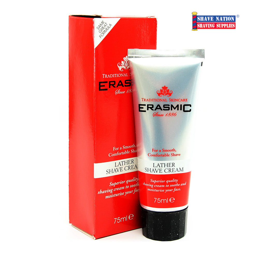 Erasmic Shaving Cream Tube for Men - Classic Barber Quality Shave Cream with Lanolin - Perfect for Sensitive Skin & Close Shaving at Home or Travel