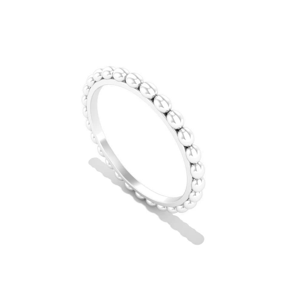 14K Solid Gold Stackable Beaded Ring for Women - Minimalist Dainty Jewelry for Everyday Wear, Layering & Gifts