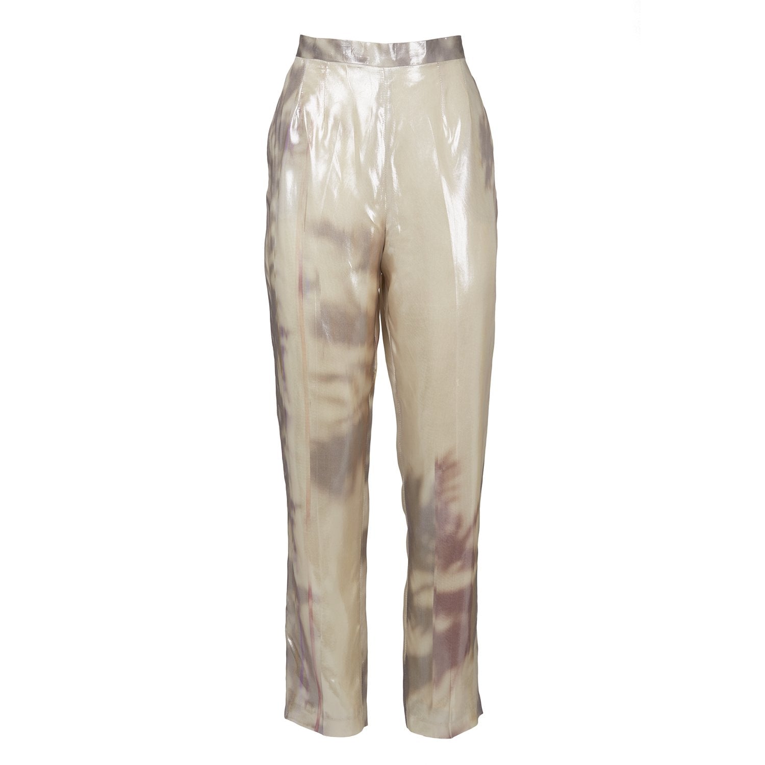 Yufash Liquid Metal Print Trousers - High Waist Stretch Pants for Women | Fashionable Metallic Shine Leggings | Perfect for Night Out, Party & Streetwear
