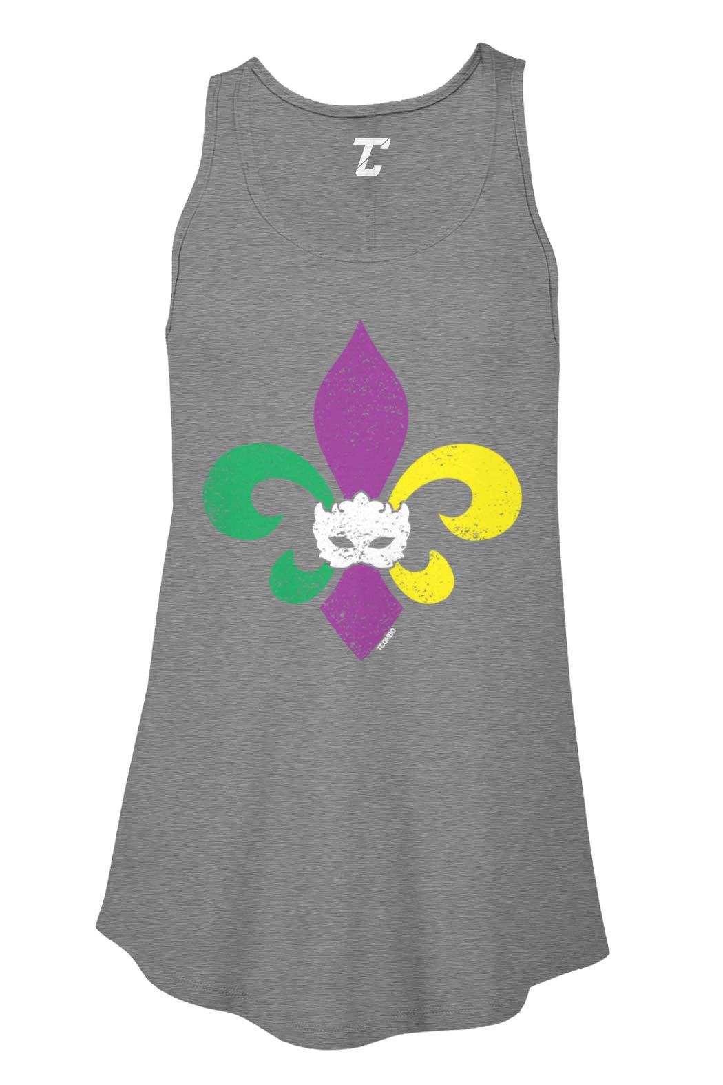 Distressed Fleur De Lis Mardi Gras Women's Flowy Tank Top - Vintage French Design Casual Summer T-Shirt for Festivals, Parties & Beach Outfits