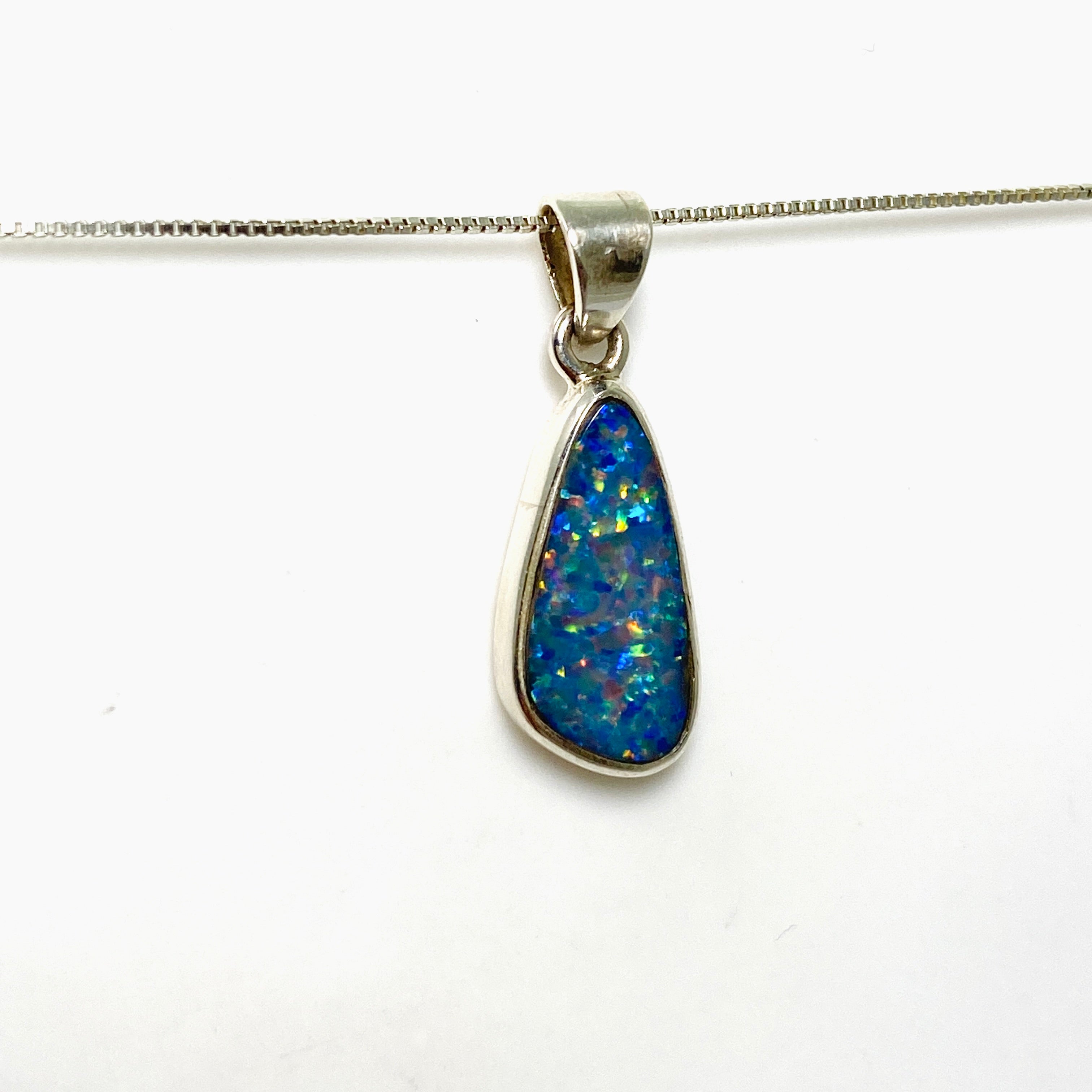 Natural Opal Doublet Freeform Cabochon Pendant - Genuine Lightning Ridge Australian Opal Jewelry PPGJ1002 | Handmade Necklace for Women, Gift for Her, Birthday & Anniversary Present