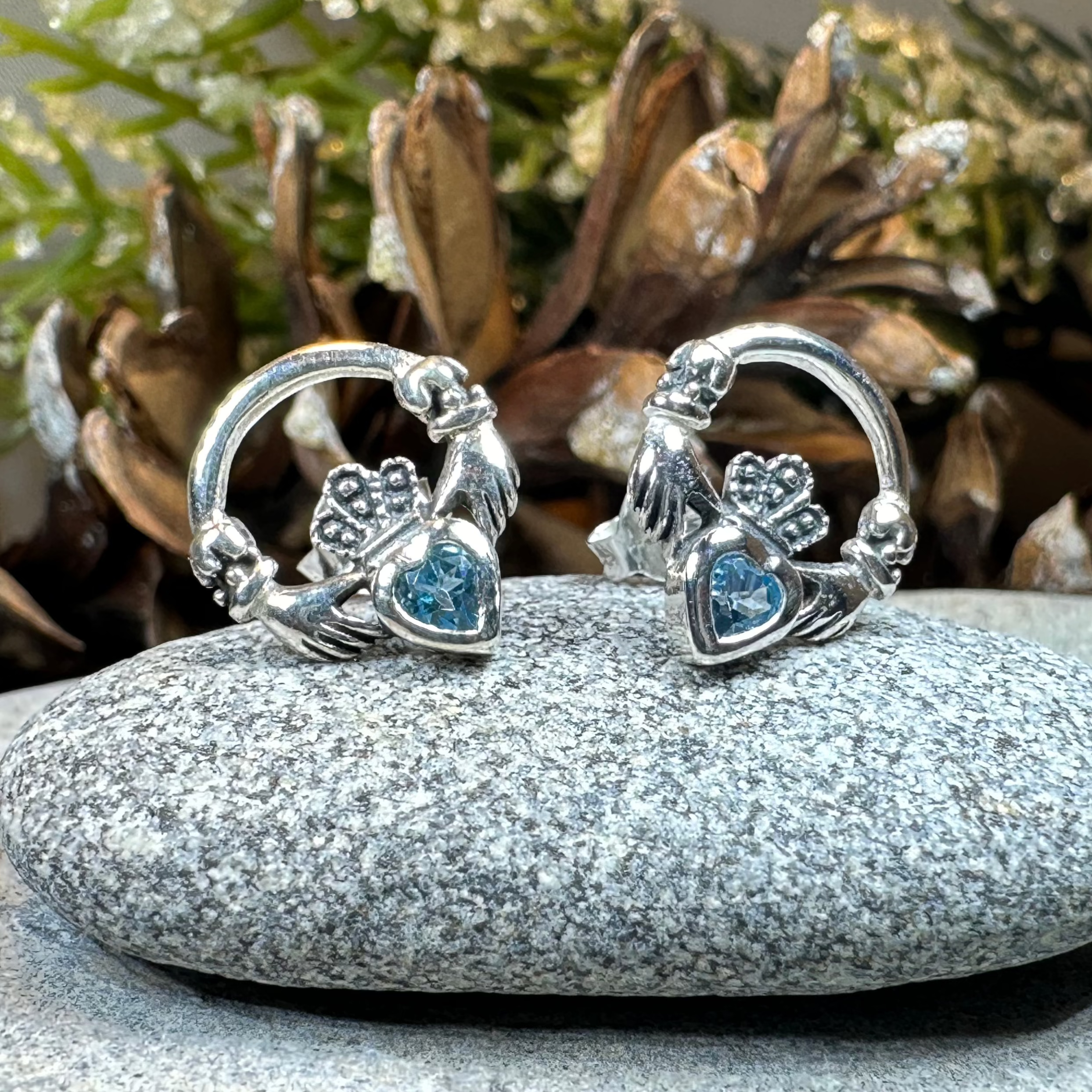 Cheerful Claddagh Earrings - Irish Friendship & Love Stud Earrings for Women, Sterling Silver Celtic Jewelry - Perfect for St. Patrick's Day, Weddings & Gifts