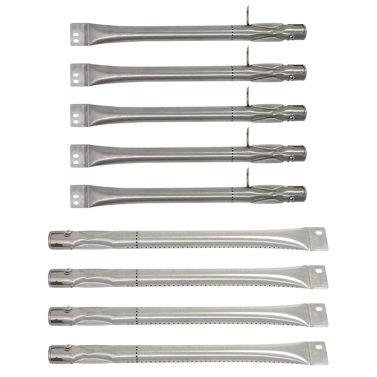 4 BBQ Gas Grill Tube Burners & 5 Heat Shield Plates - Replacement Parts for Brinkmann 810-9419-0 Grill | Stainless Steel Burner Tubes & Flame Tamers | Perfect for Backyard Grilling, Camping & Outdoor Cooking