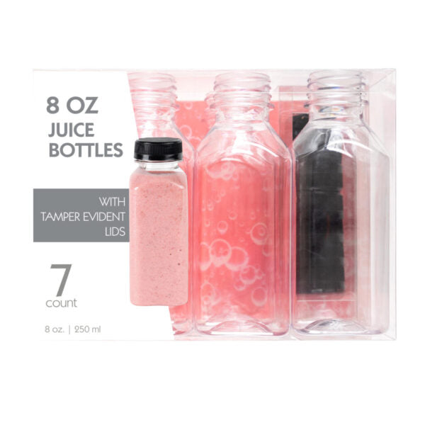 8 Oz Clear Plastic Bottles with Lids - 7 Pack - Leak-Proof & Durable for Travel, Toiletries, and DIY Crafts