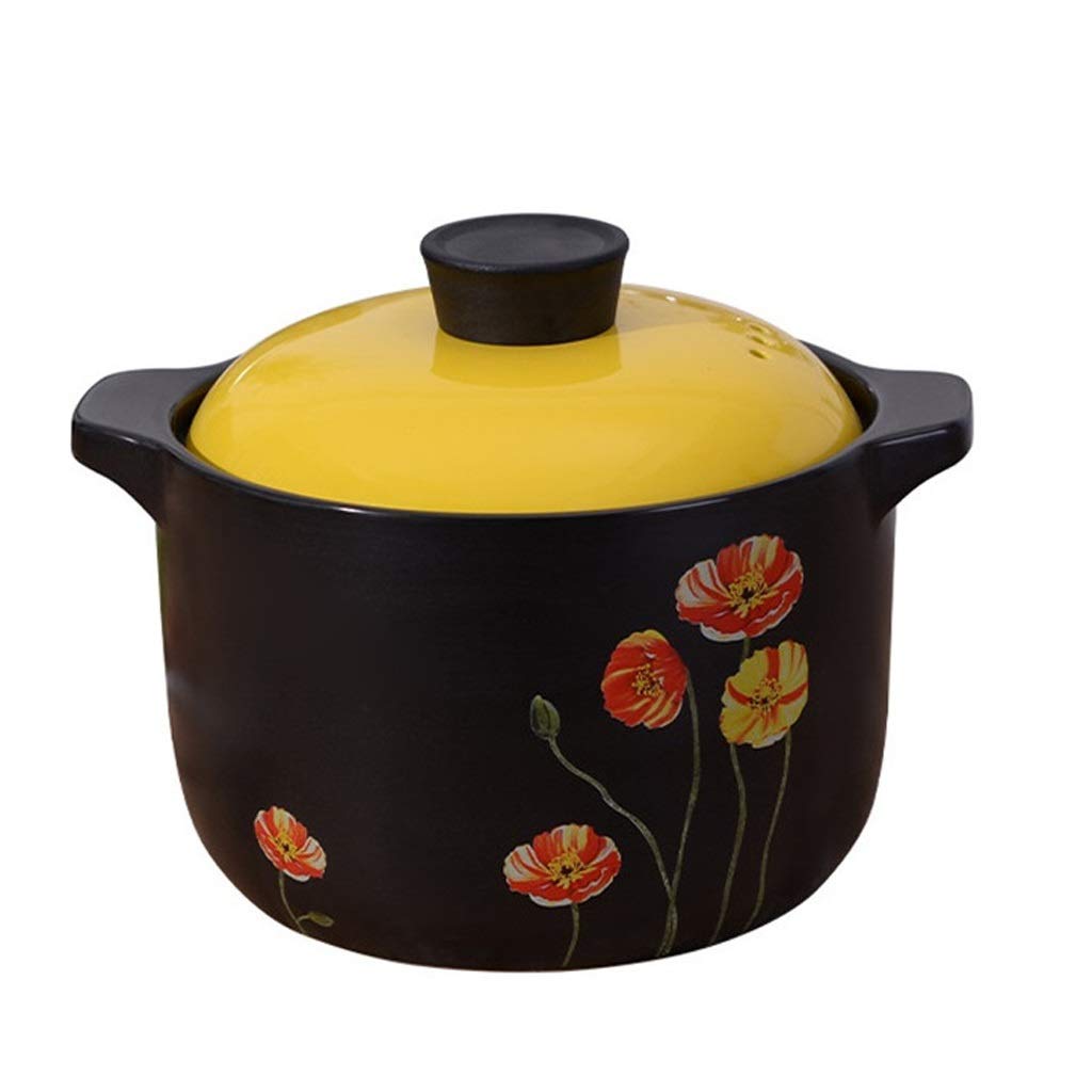 Premium FXJ Black Heat-Resistant Ceramic Casserole Pot - 6.5L Korean Stew Cookware for Healthy Soup & Slow Cooking | Ideal for Kimchi Jjigae, Army Stew & Home Kitchen Use