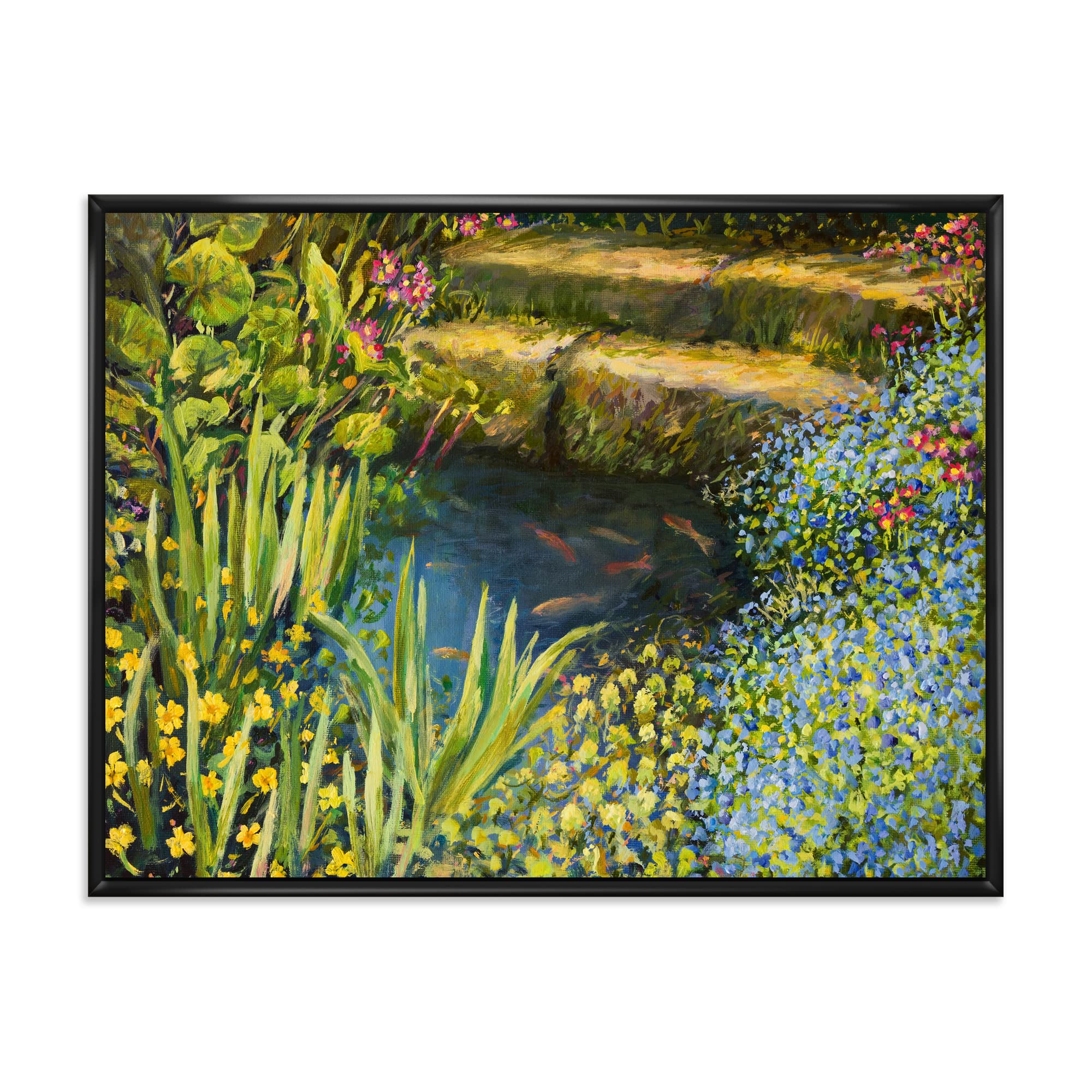 DesignQ Colorful Silence At The Lake Side - Lake House Framed Canvas Wall Art Print - Perfect for Living Room, Bedroom & Office Decor