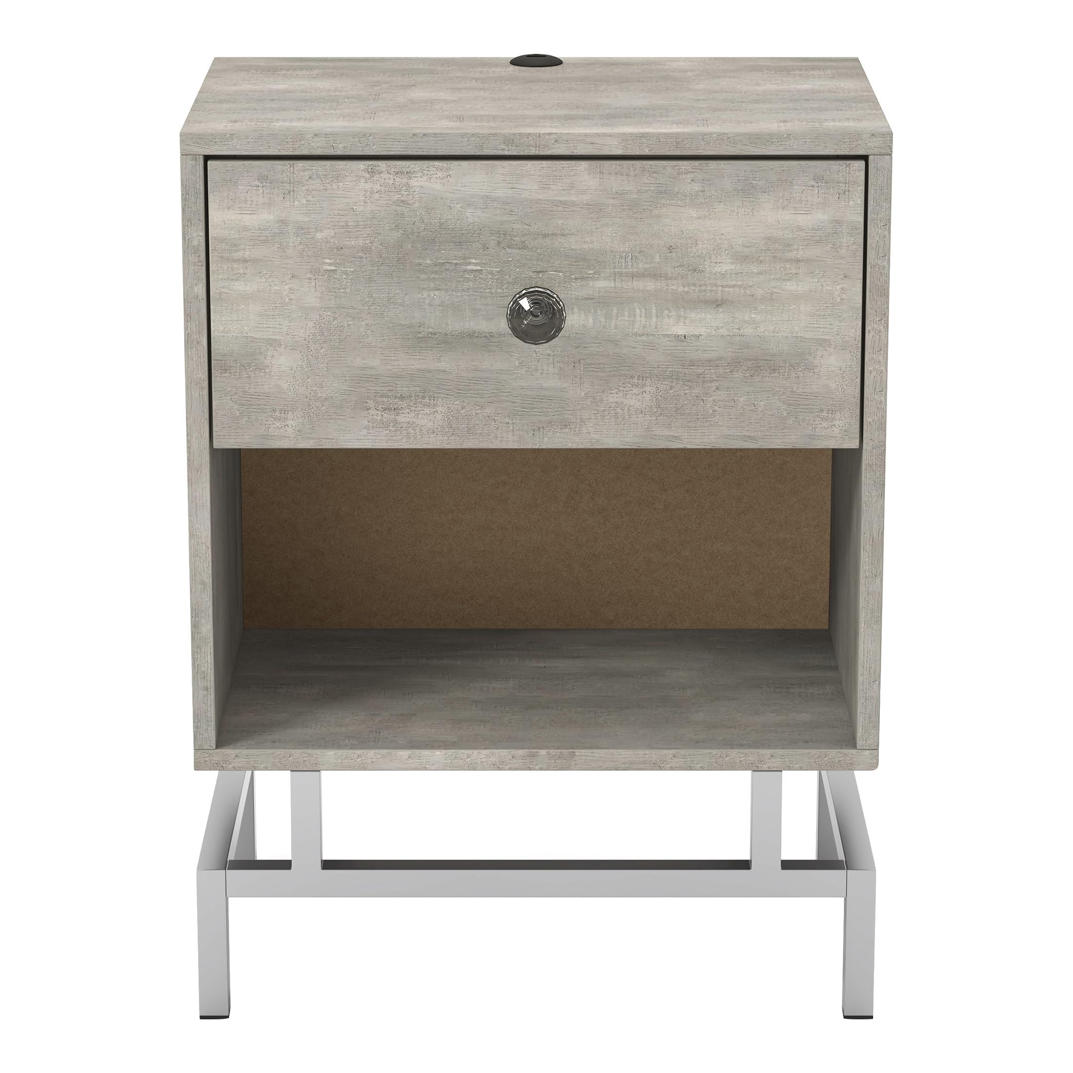 Light Gray Lyn Wood End Table with USB Port - Set of 2 | Modern Side Table for Living Room, Bedroom & Office | Fast Charging Nightstand with Storage Shelf