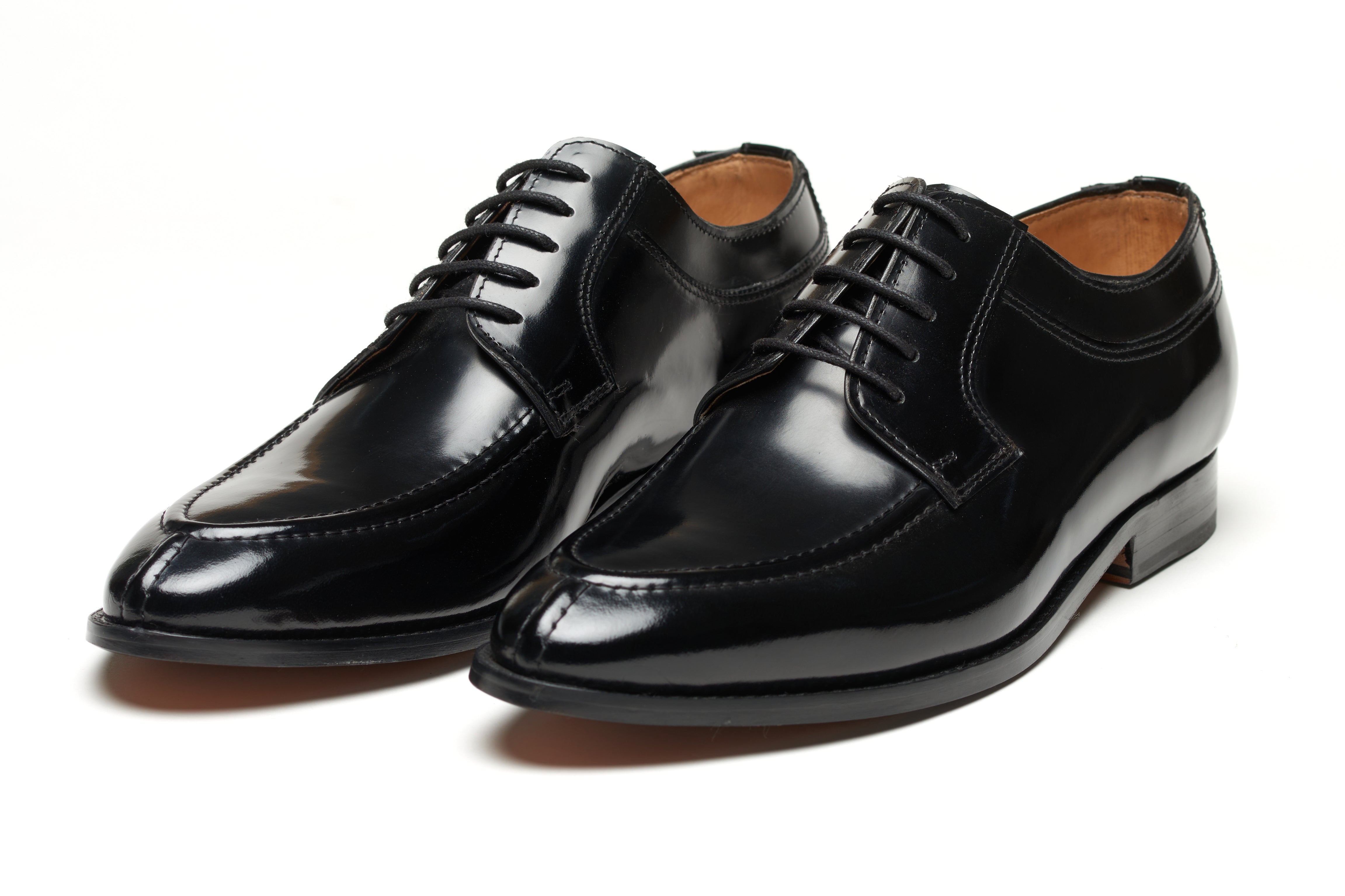 Premium High Gloss Black Split Toe Derby Shoes - Elegant Men's Dress Shoes for Business, Formal Events & Special Occasions