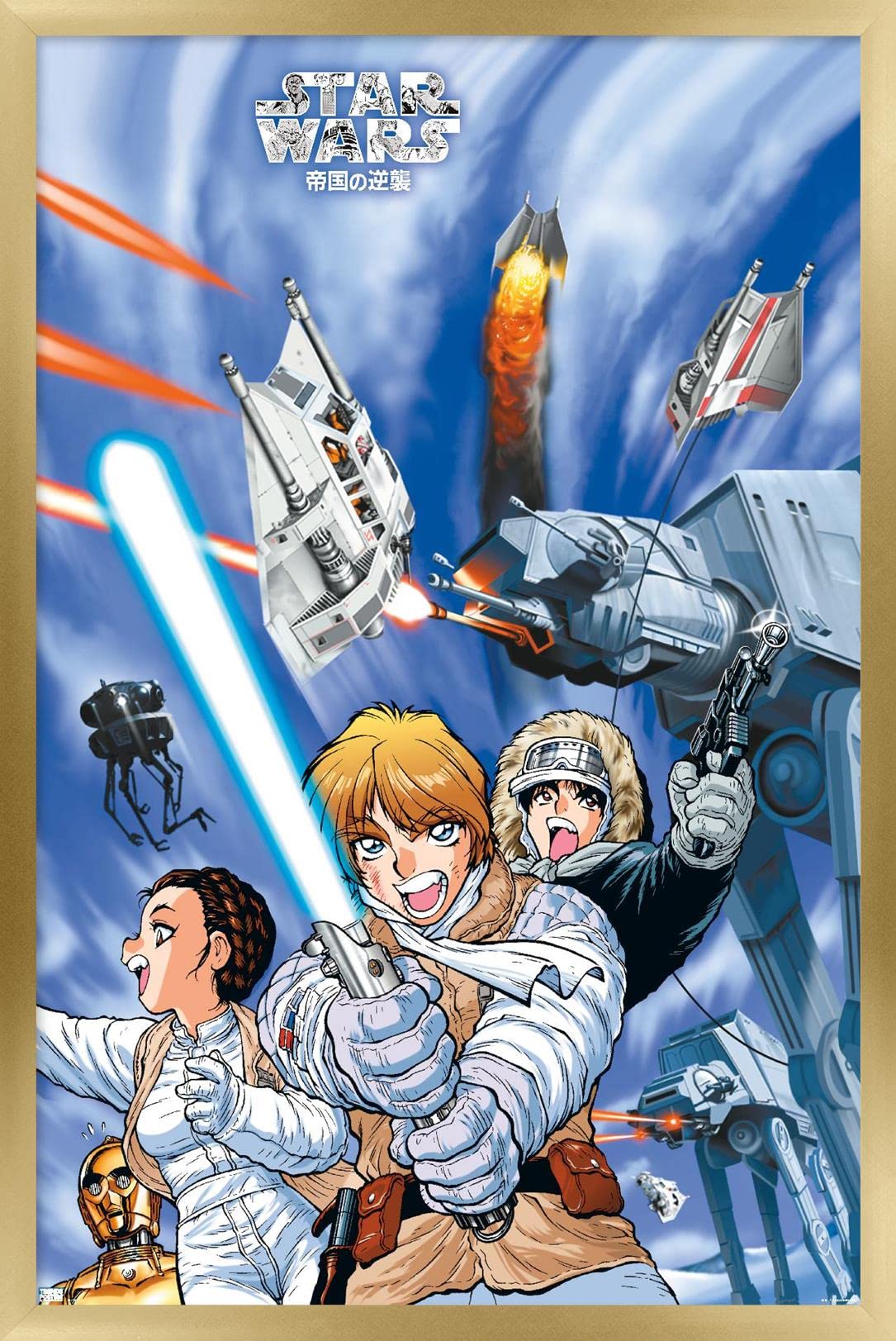 Trends International Star Wars: Manga Madness - Hoth Wall Poster 22.375 x 34 Inches, Gold Framed Art Print - Perfect for Home Decor, Office & Game Room