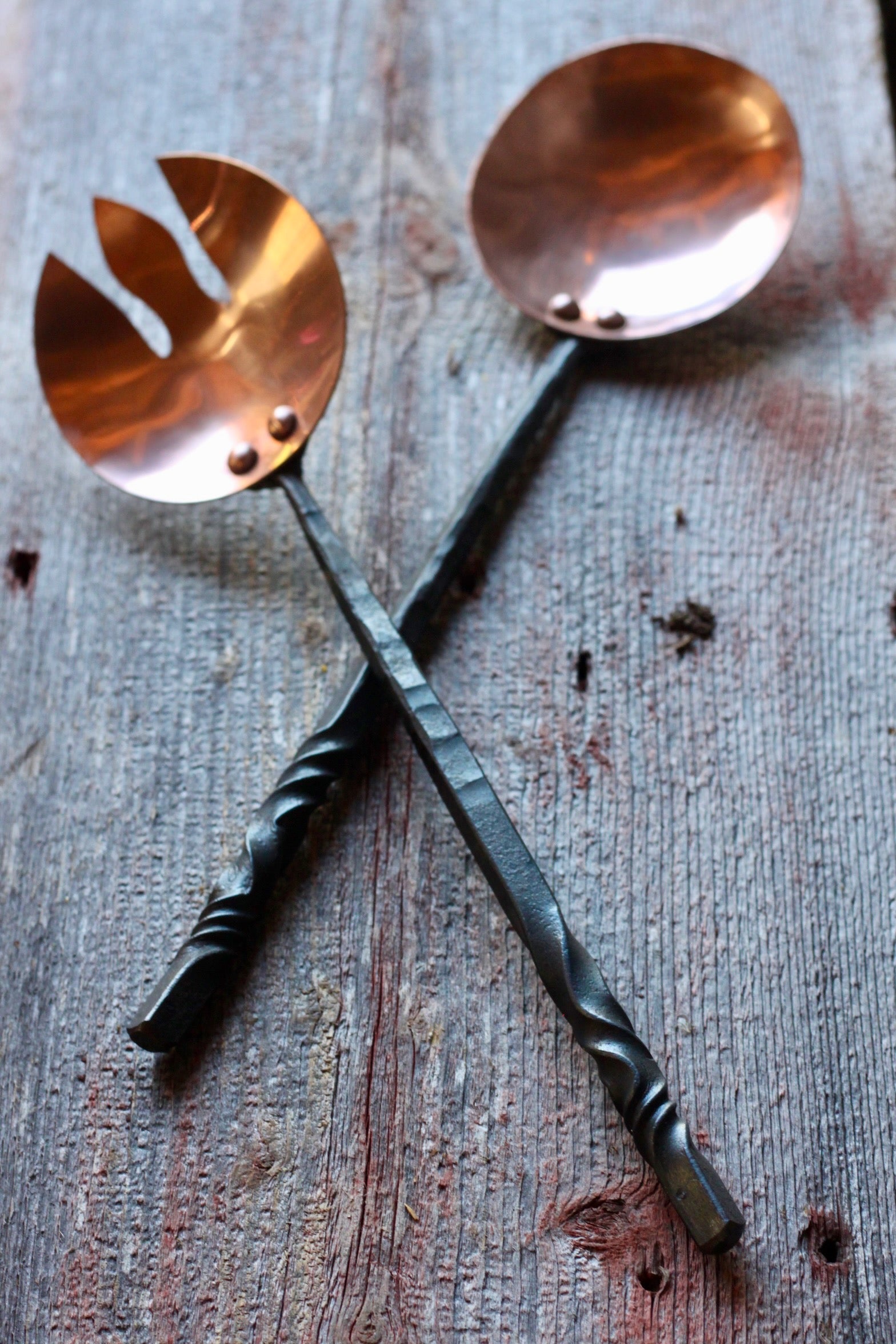 Premium Copper Salad Tongs - 12