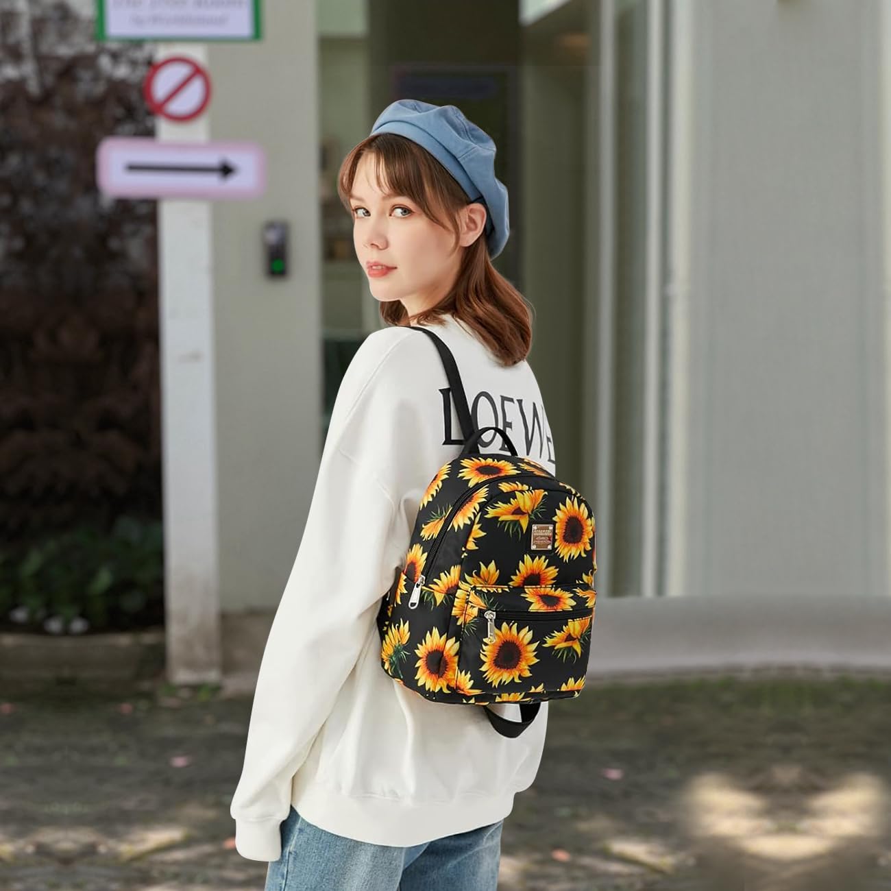 Cusangel Women's Mini Backpack Purse - Small Fashion Shoulder Bag with Water Bottle Pockets, Sunflower Design Backpack for Women & Girls | Perfect for Birthday, Mother's Day Gifts, Travel, School & Daily Use