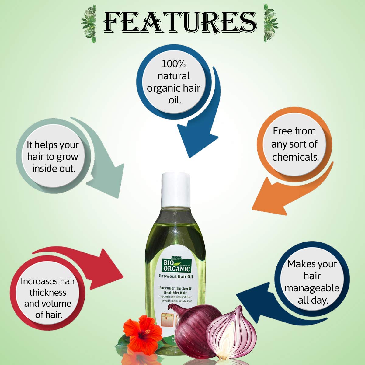INDUS VALLEY Bio Organic Growout Hair Oil - 100ml | Natural Hair Growth Treatment for Thicker, Longer & Healthier Hair | Perfect for Daily Scalp Massage & Damaged Hair Repair