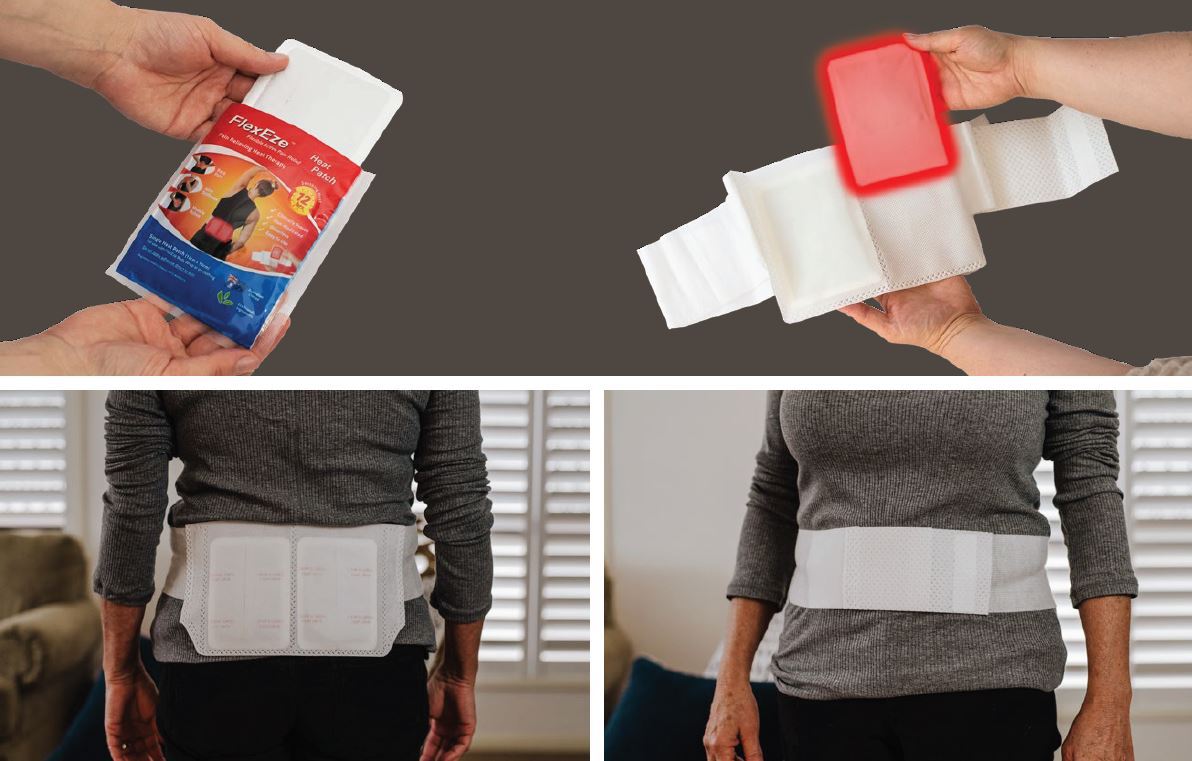 Flexeze Heat Body Wrap - 24 Pack | Reusable Heating Pad for Back Pain Relief, Muscle Soreness & Cramps | Perfect for Home, Office & Travel Use
