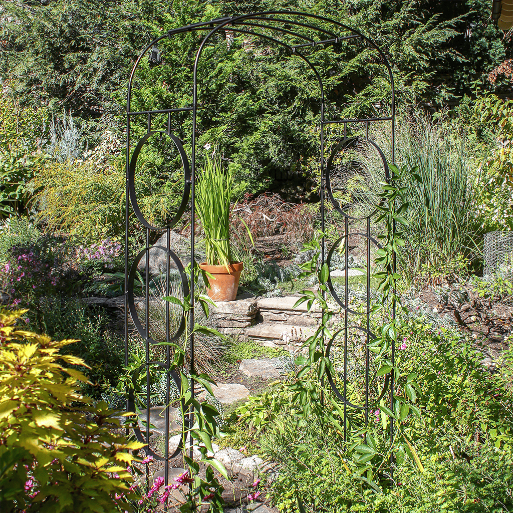 Samsara Arbor by Achla Designs - Handcrafted Wooden Garden Arbor for Outdoor Weddings, Backyard Decor & Zen Landscaping