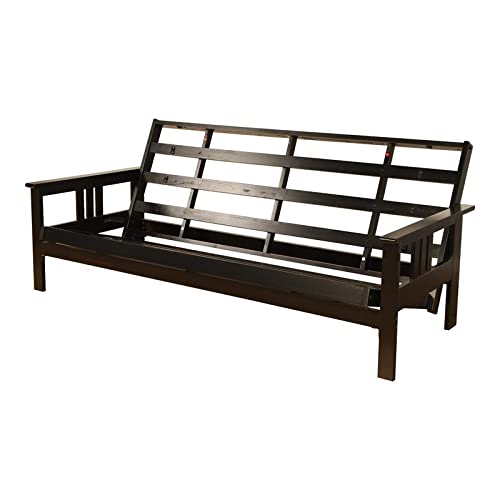 Pemberly Row Full-Size Contemporary Solid Hardwood Bed Frame in Black - Modern Bedroom Furniture for Home & Guest Room Decor