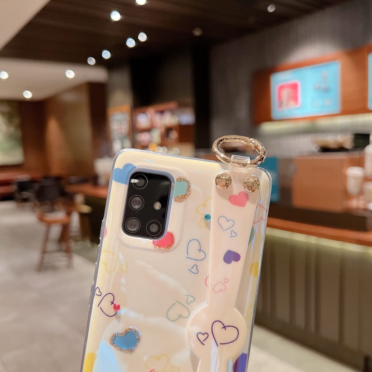 Samsung Galaxy A71 5G Case - Cute Glitter Bling Cartoon Design with Wrist Strap & Kickstand | Shockproof TPU Soft Protective Phone Cover for Women & Girls | Perfect for Daily Use, Work & Travel