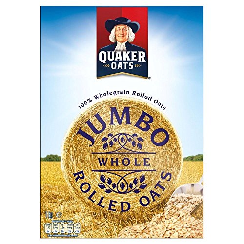 Quaker Oats Jumbo Whole Rolled Oats 1kg (2.2lb) - 100% Natural Steel Cut Oatmeal for Breakfast, Baking & Smoothies - High Fiber Healthy Snack for Weight Loss & Heart Health