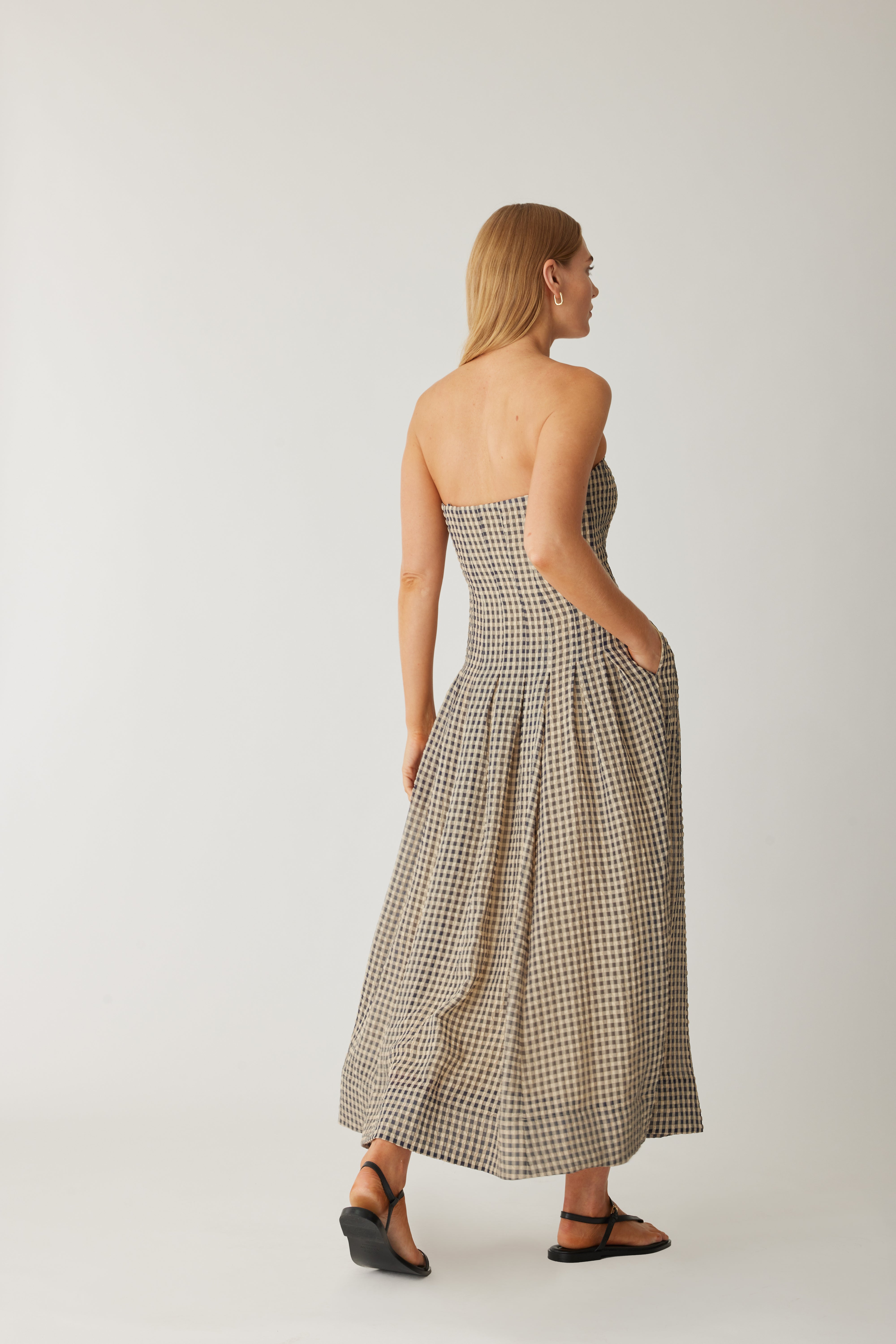 Aster Gingham Dress for Women - Floral Print Summer Sundress with Pockets | Perfect for Beach Vacation, Picnic & Casual Outings