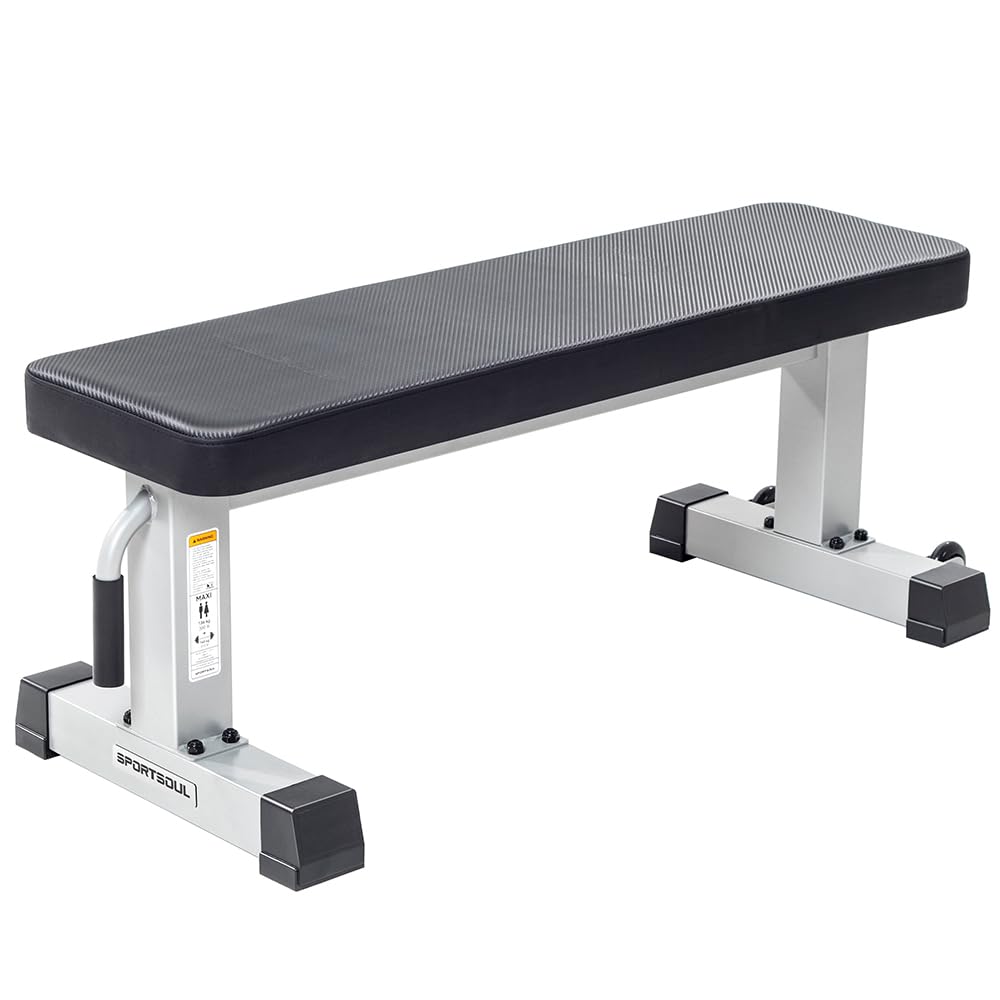 Heavy Duty Flat Weight Bench for Home Gym - 1000LBS Capacity, Upgraded Breathable Leathaire Material - Perfect for Weight Training, Strength Exercises & Bodybuilding Workouts (Grey) | Ideal for Home Fitness, Garage Gym & Personal Training Sessions