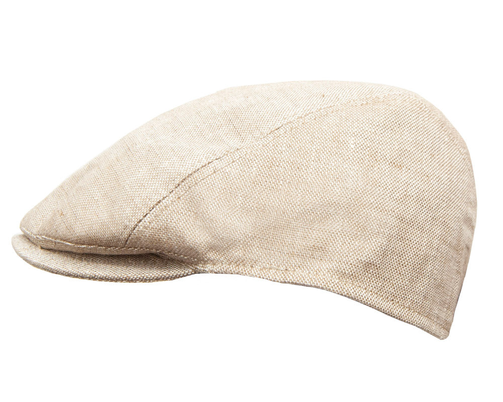 Stanton Italian-Made Linen Cotton Blend Ivy Flat Cap for Men - Classic Natural Color Summer Hat for Outdoor Activities, Golf, and Casual Wear
