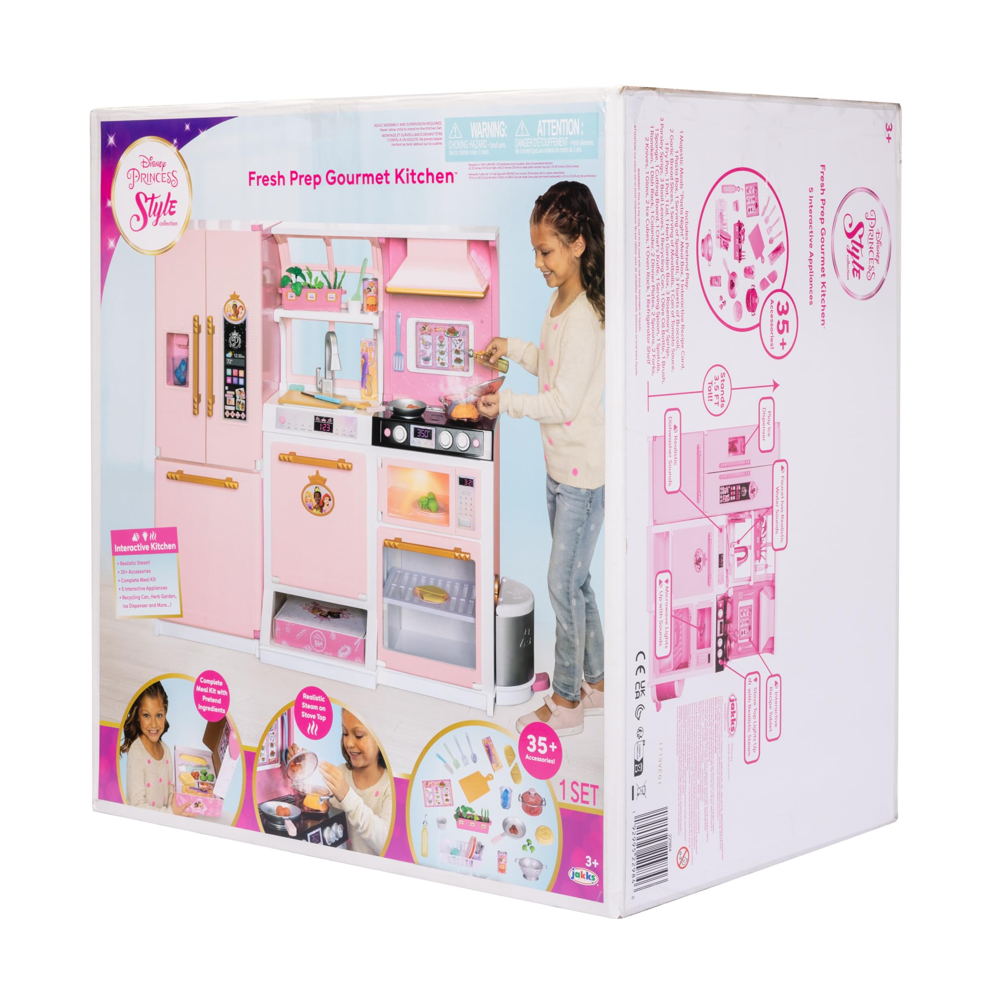 Disney Princess Pretend Play Kitchen Set for Kids - Interactive Toy Kitchen with Realistic Steam, 35+ Accessories & Complete Meal Kit - Perfect for Role Play, Birthday Gifts & Preschool Learning