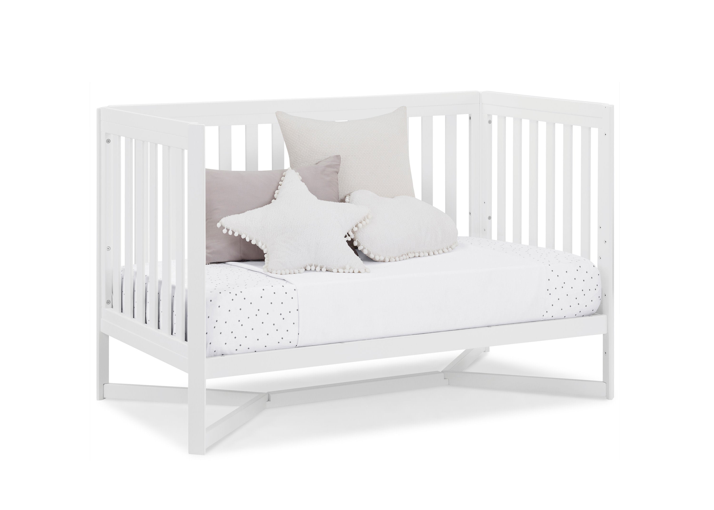 Tribeca 4-in-1 Convertible Baby Crib - White Nursery Furniture for Newborn to Toddler Bed - Perfect for Modern Nursery Rooms & Daycare Centers