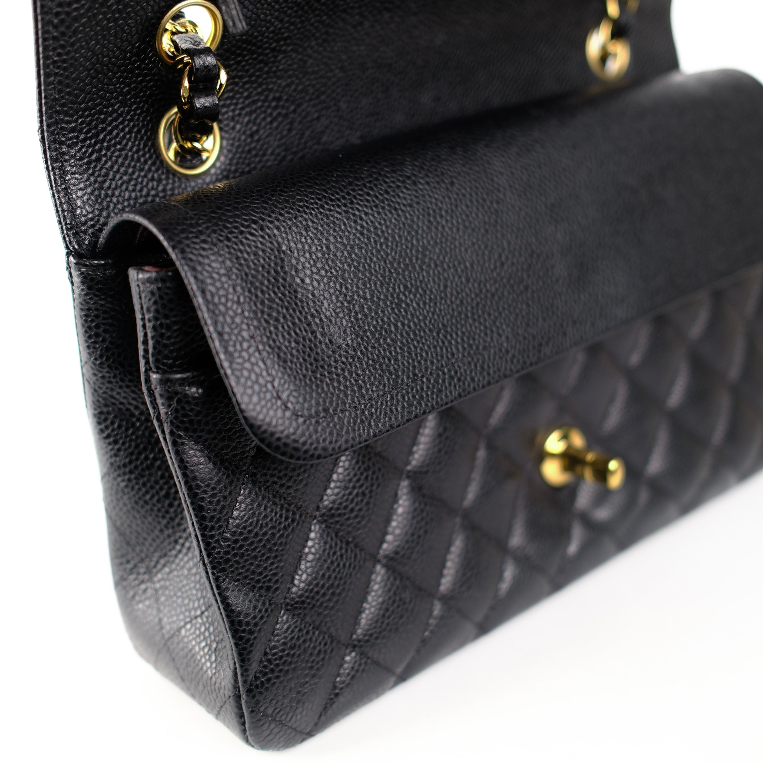 Authentic Chanel Medium M/L Black Caviar Classic Flap Bag 23 Series - Luxury Handbag for Women, Perfect for Parties, Work & Everyday Elegance