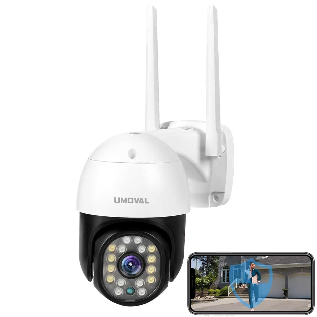 Outdoor WiFi Wireless Security Camera with Infrared & Floodlight Night Vision - IP PTZ Surveillance System for Home, Remote Live Viewing & Motion Detection - Ideal for House, Garage, and Backyard Monitoring