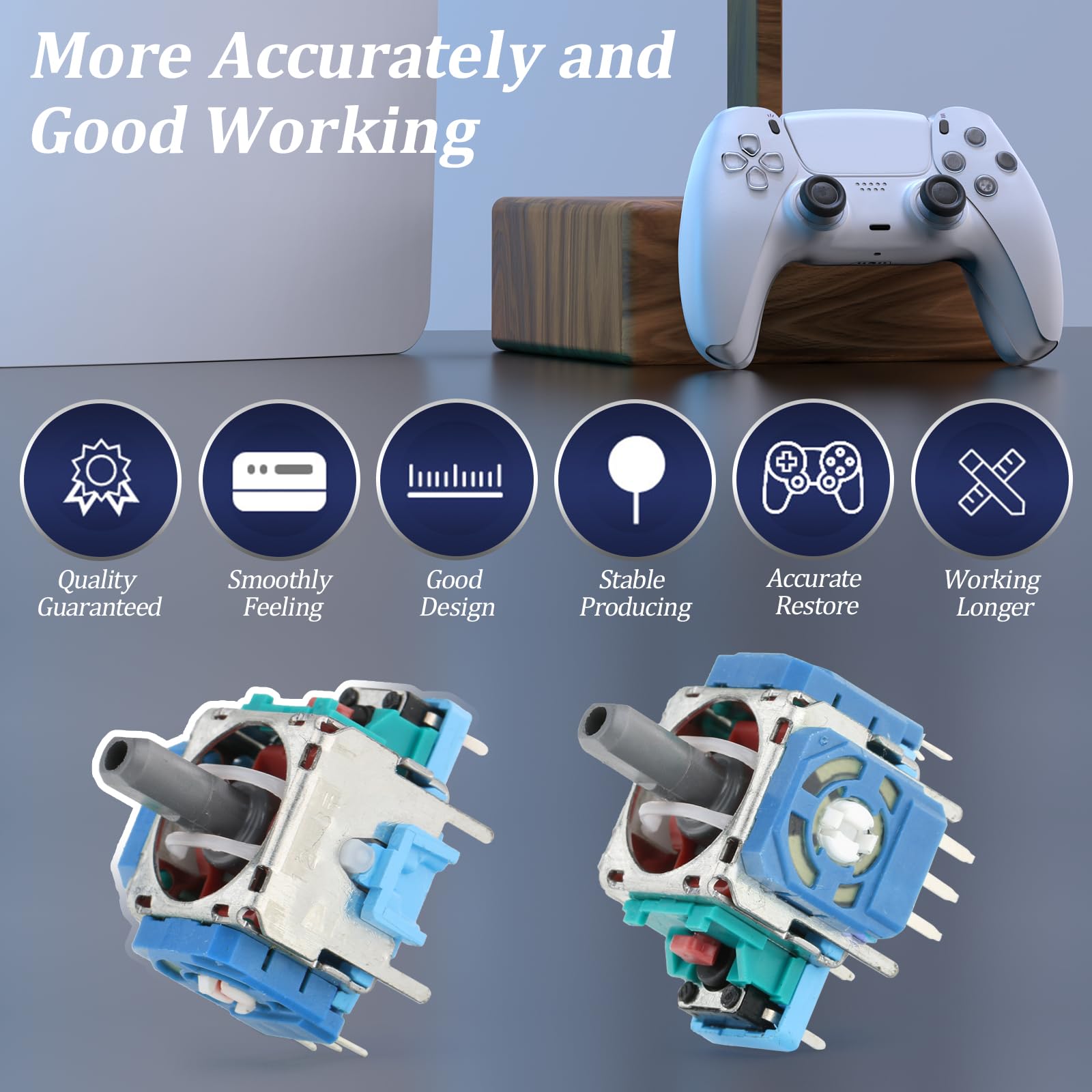 PS5 Analog Stick Replacement Kit (4-Pack) - Compatible with Sony PlayStation 5 Controller, 3D Joystick Sensor Module & Thumbstick Accessories - Perfect for Gaming, DIY Repairs & Controller Maintenance